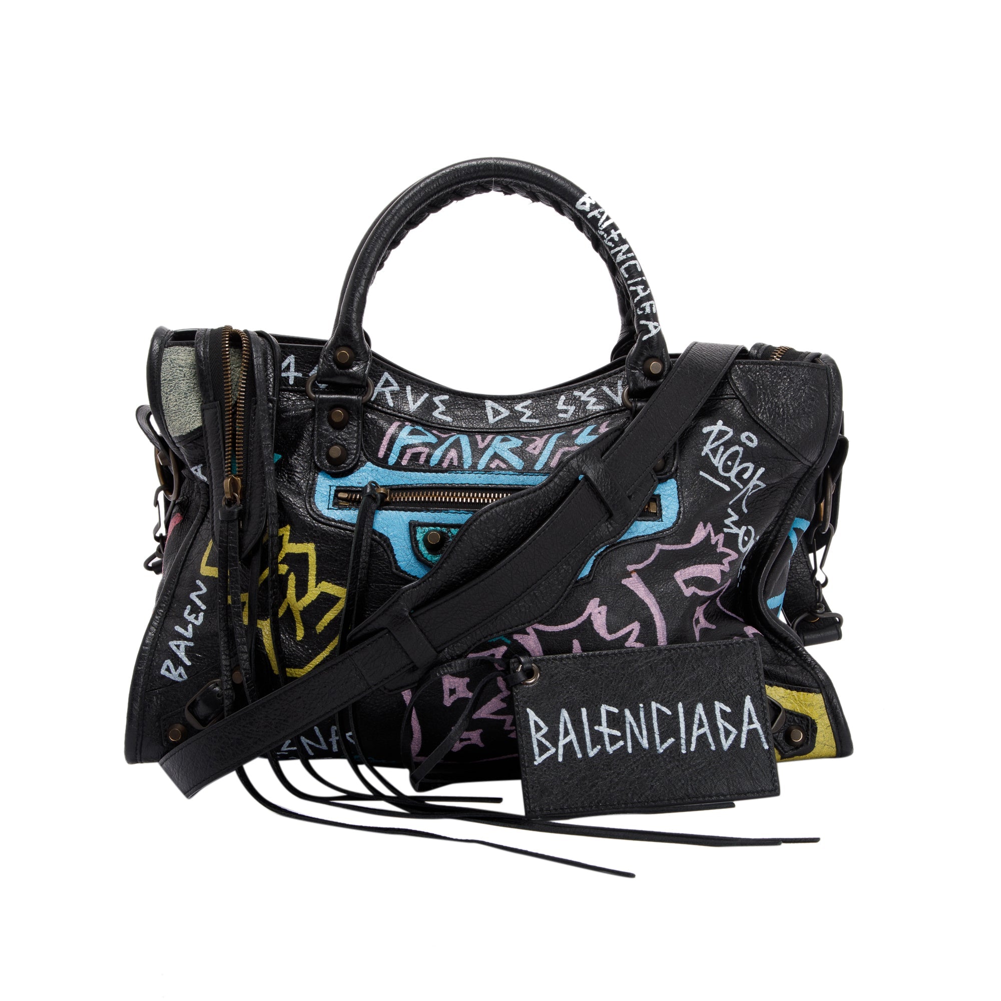 Balenciaga Medium Graffiti Motocross Classic City Bag