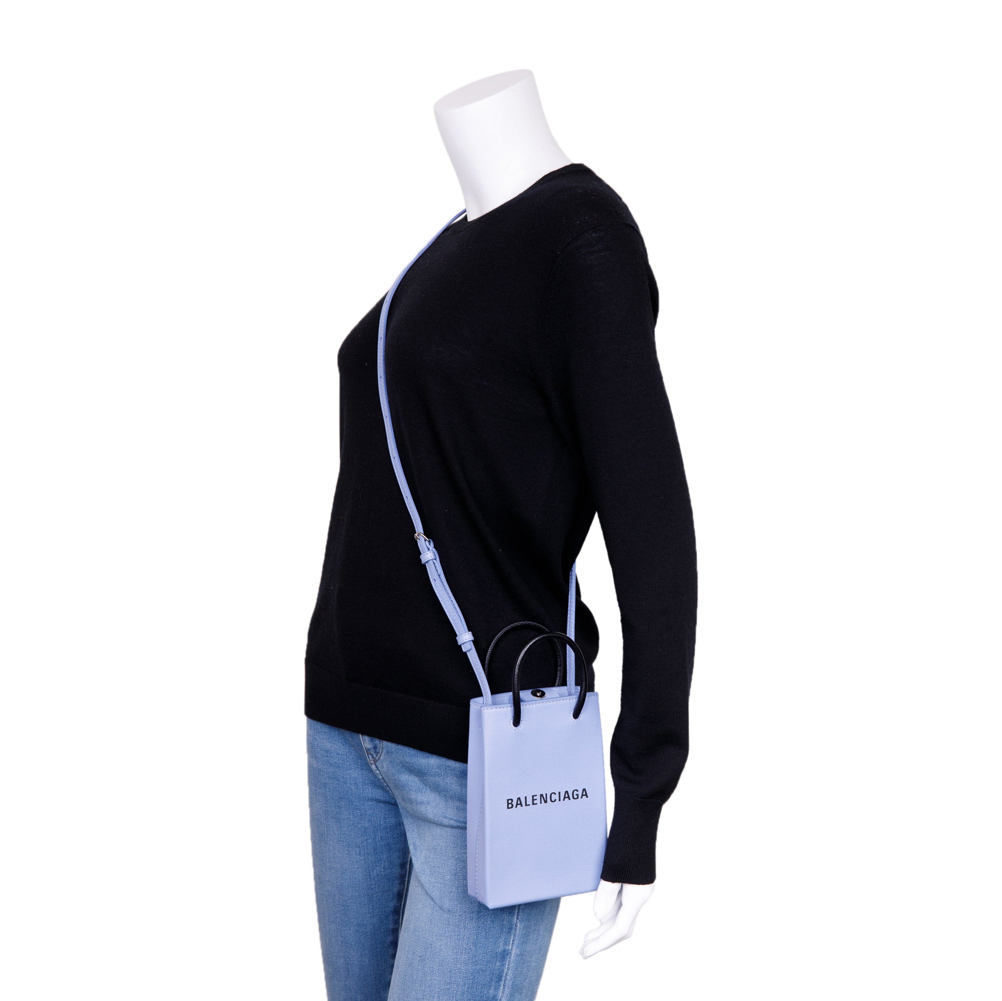 Balenciaga Mini Shopping Phone Holder Bag w/ Strap