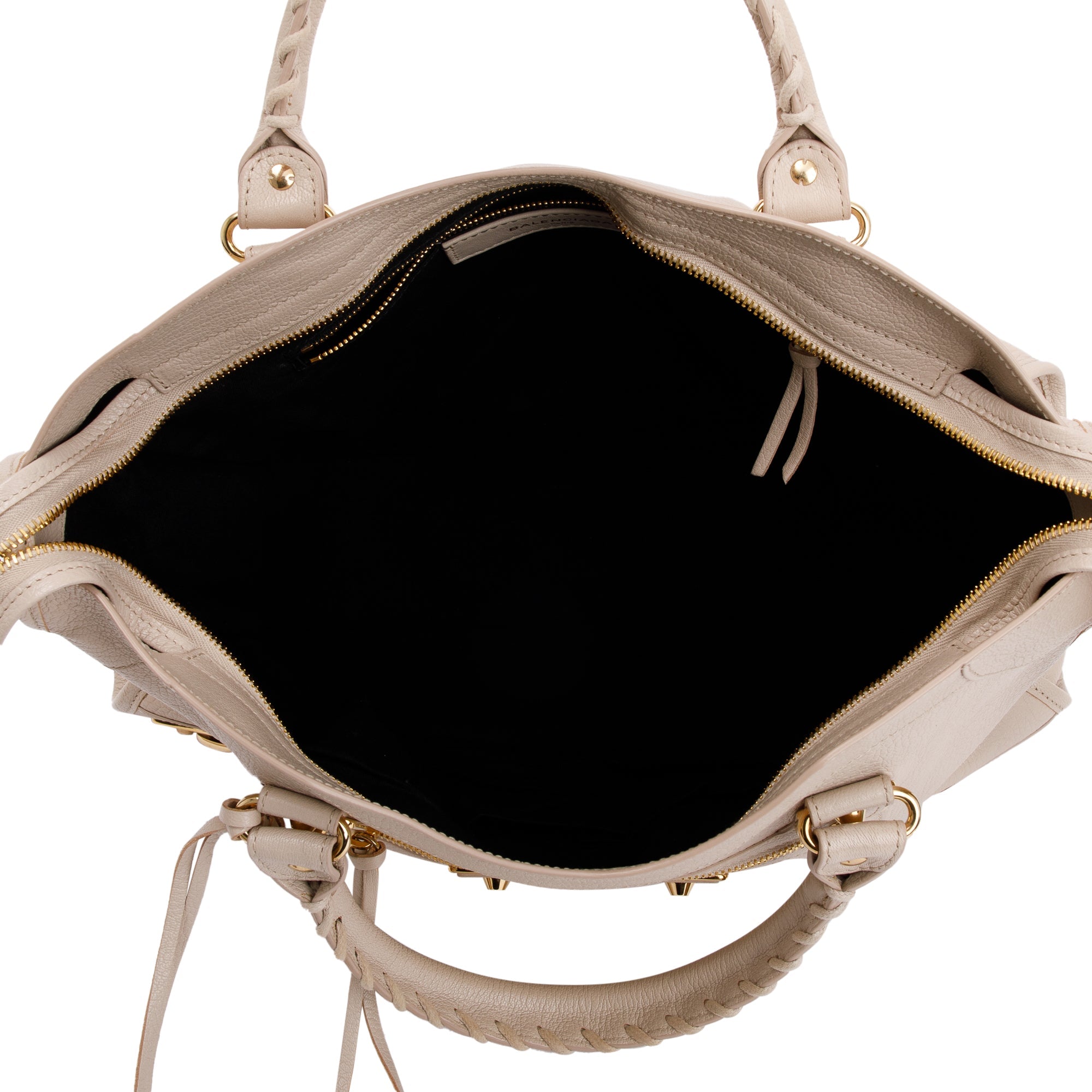 Balenciaga Neutral Chevre Leather Metallic Edge City Bag