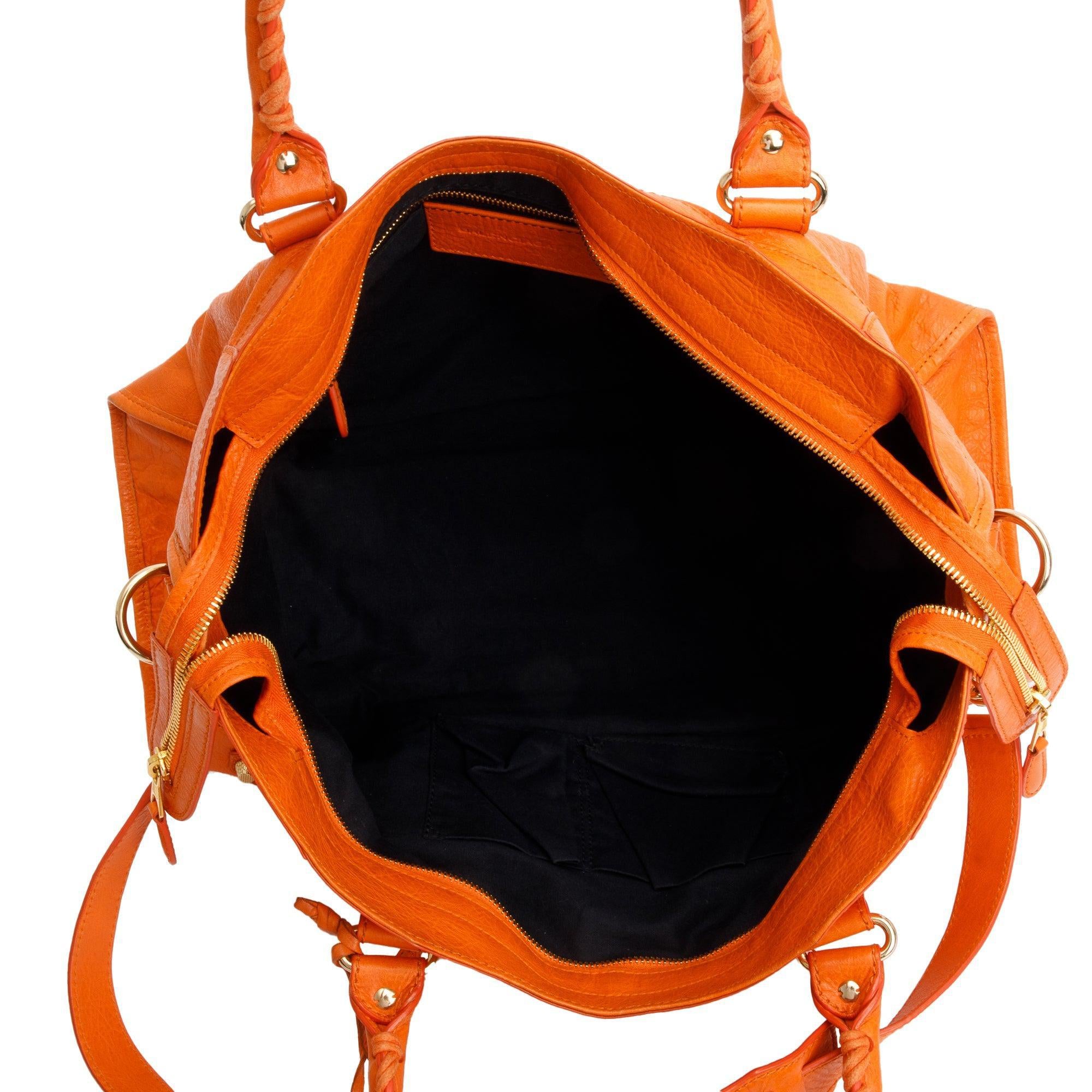 Balenciaga Orange Agneau Leather Giant 12 City Bag