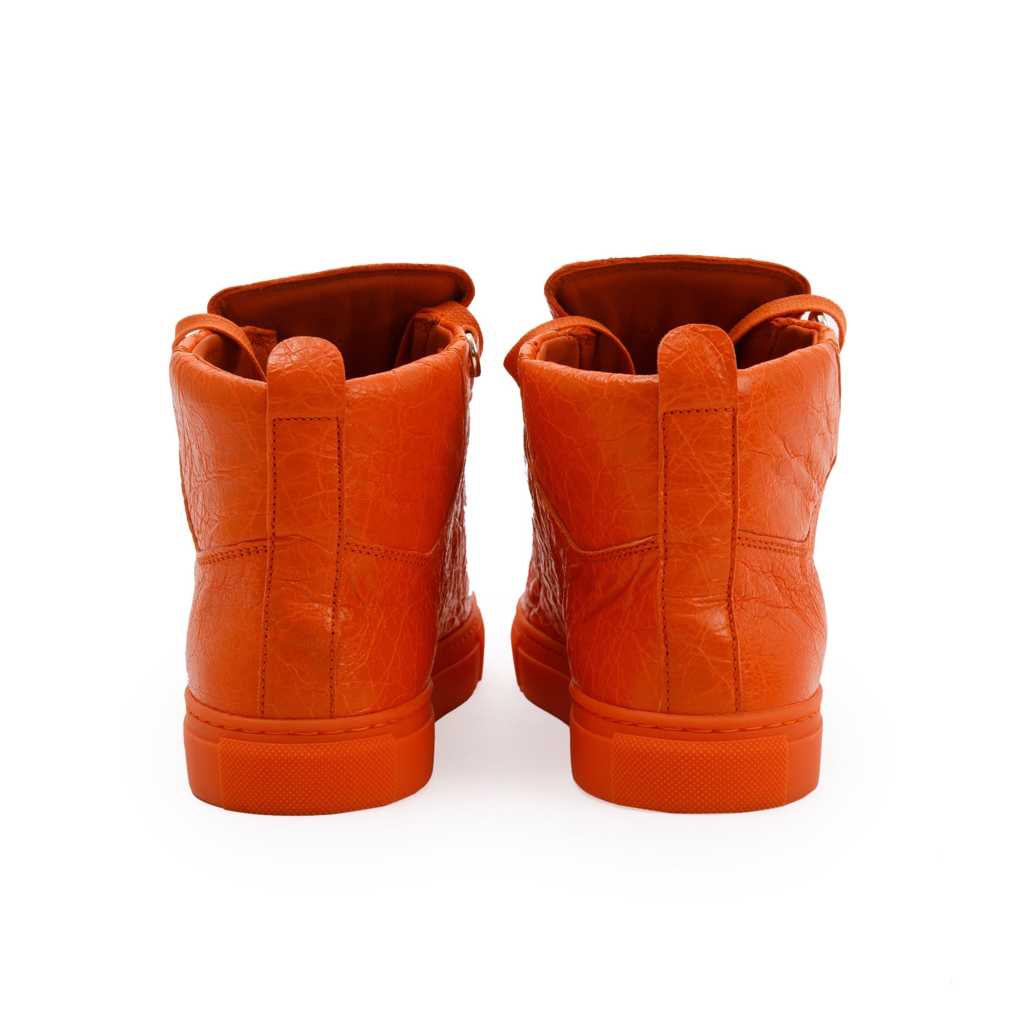 Balenciaga Orange Arena Leather Sneakers, Size 38 w/ Box