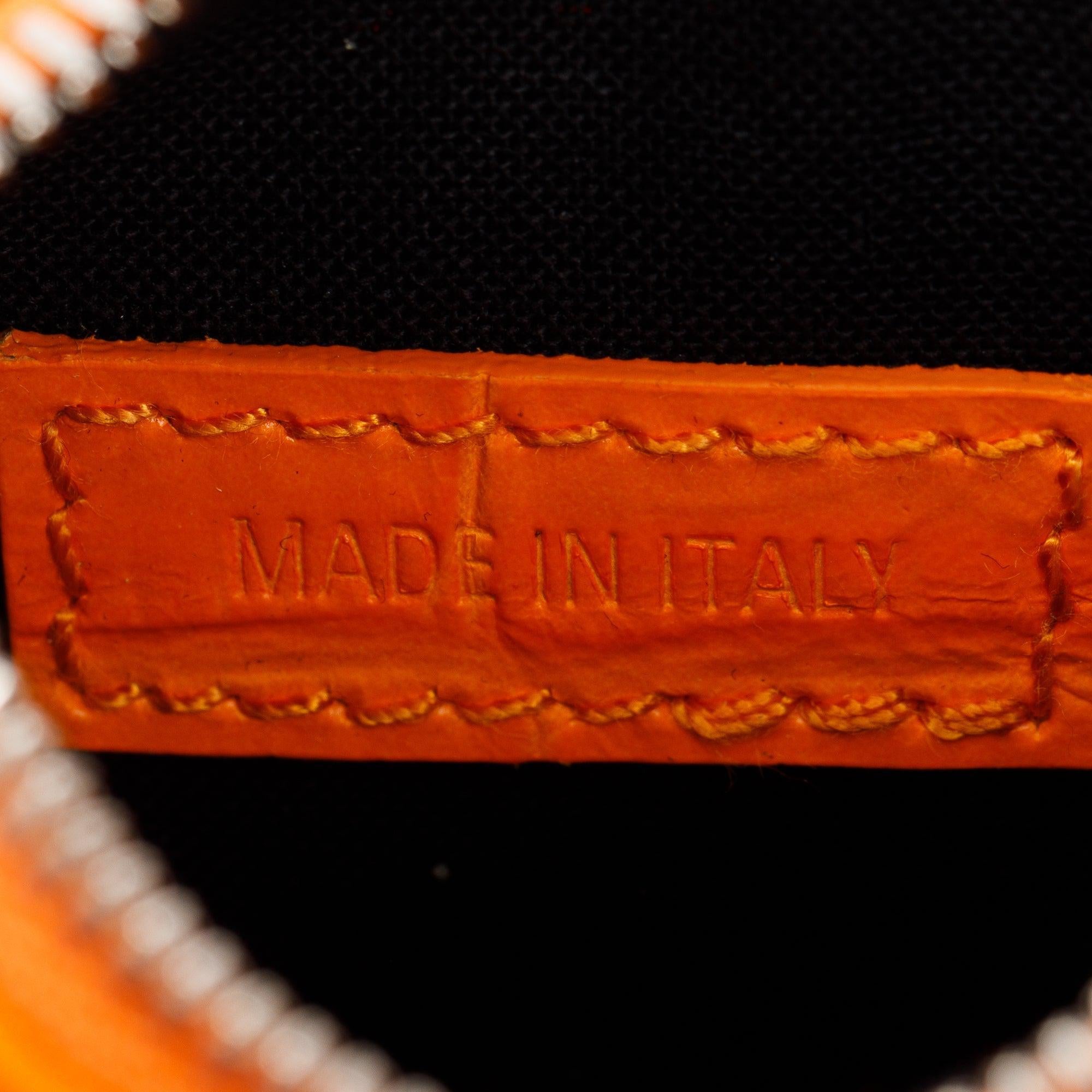 Balenciaga Orange Calfskin Crocodile Embossed Le Cagole XS Shoulder Bag