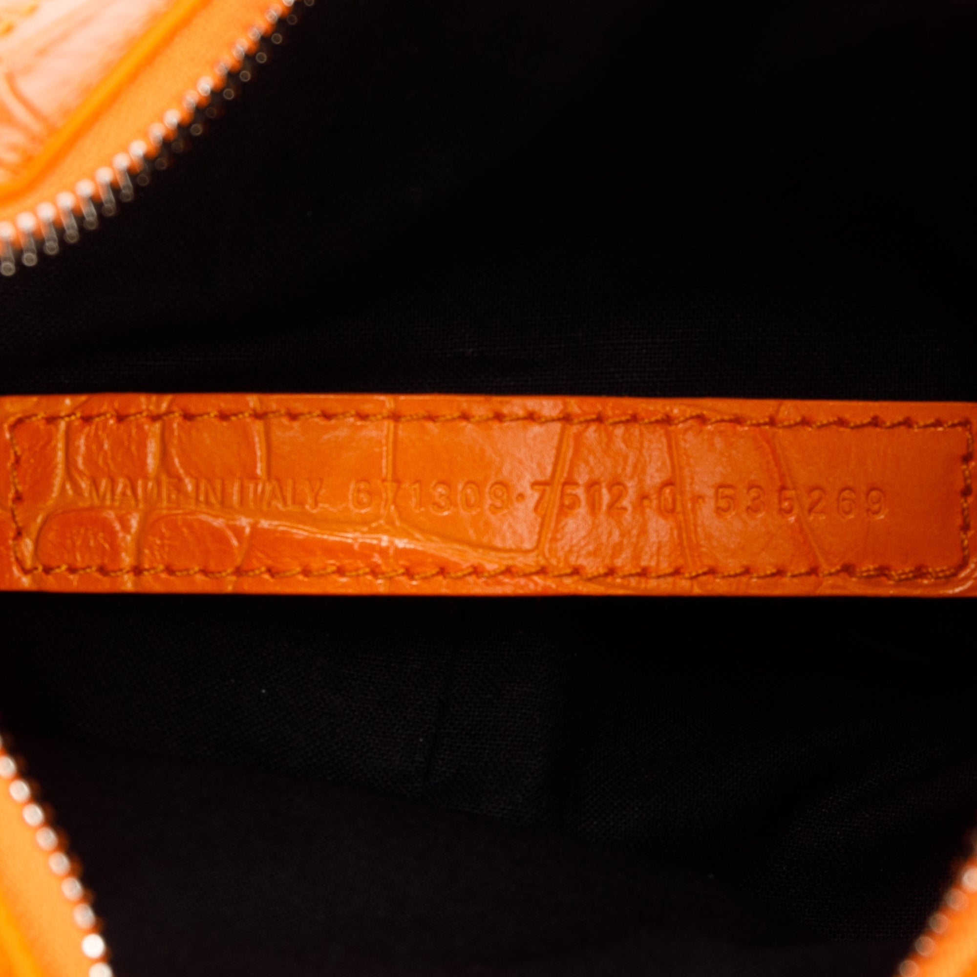 Balenciaga Orange Calfskin Crocodile Embossed Le Cagole XS Shoulder Bag