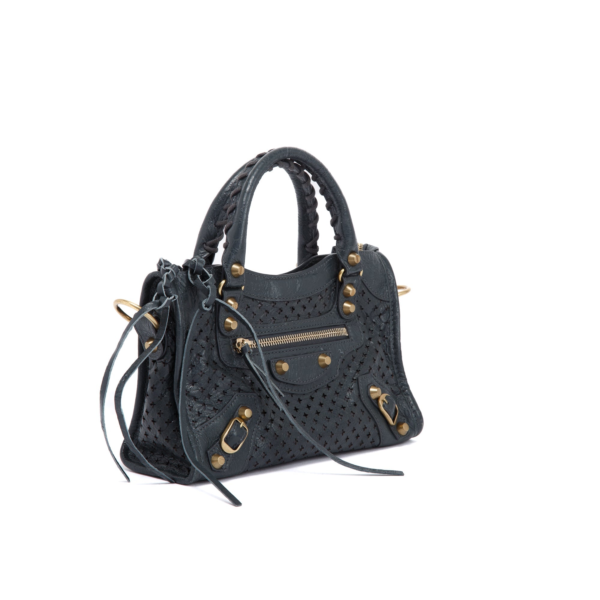 Balenciaga Perforated Motocross Classic Mini City Bag