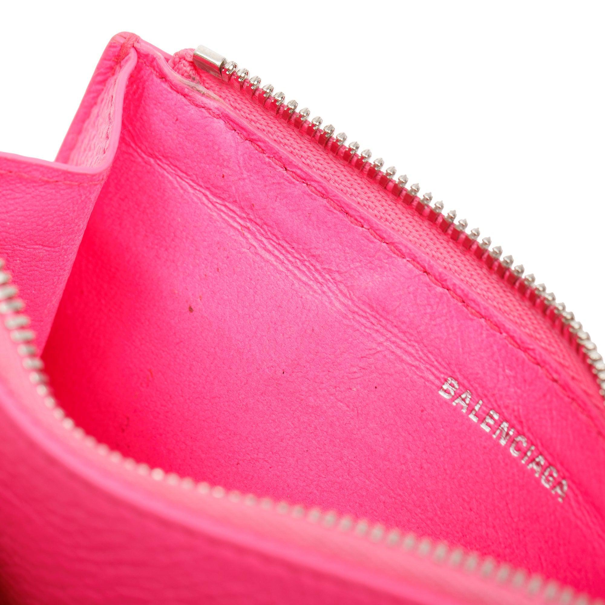 Balenciaga Pink Calfskin Leather Large Long Coin and Card Holder w/ Box