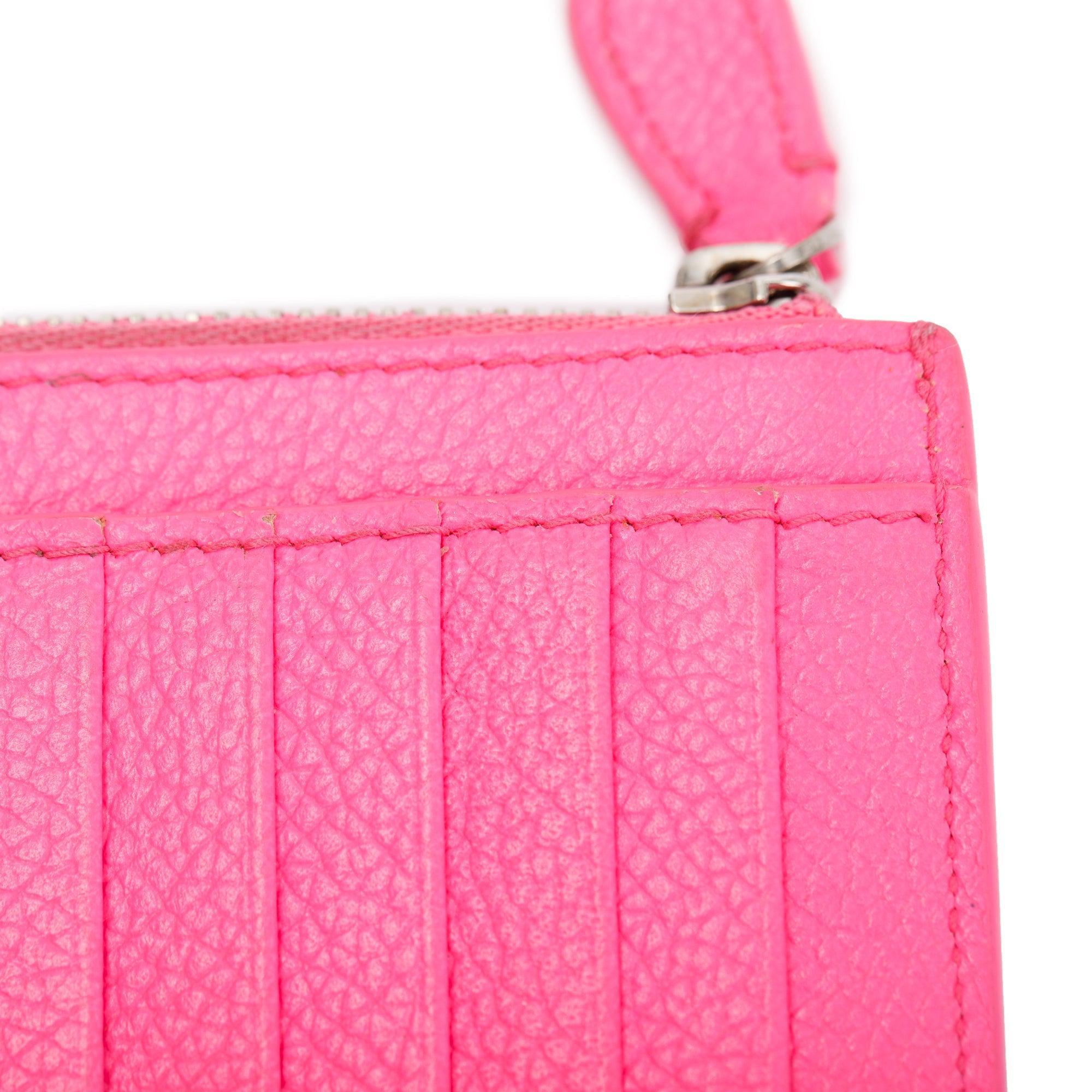 Balenciaga Pink Calfskin Leather Large Long Coin and Card Holder w/ Box