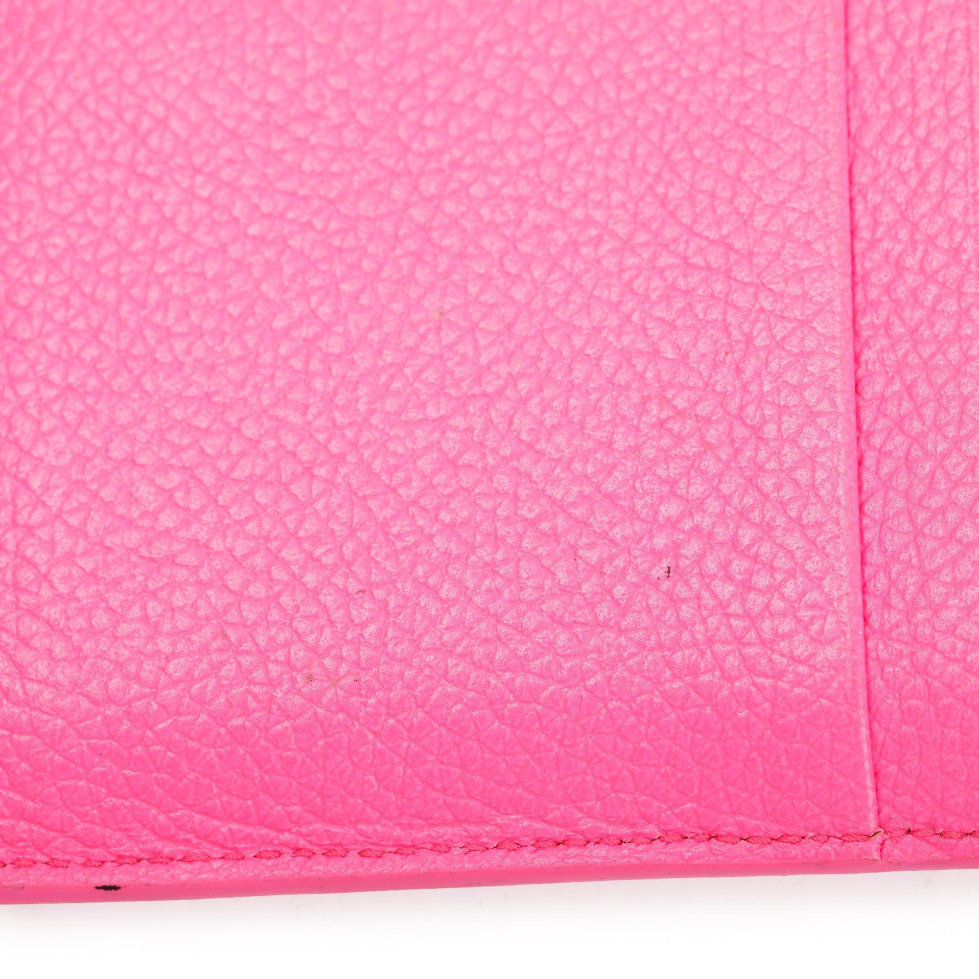 Balenciaga Pink Calfskin Leather Large Long Coin and Card Holder w/ Box
