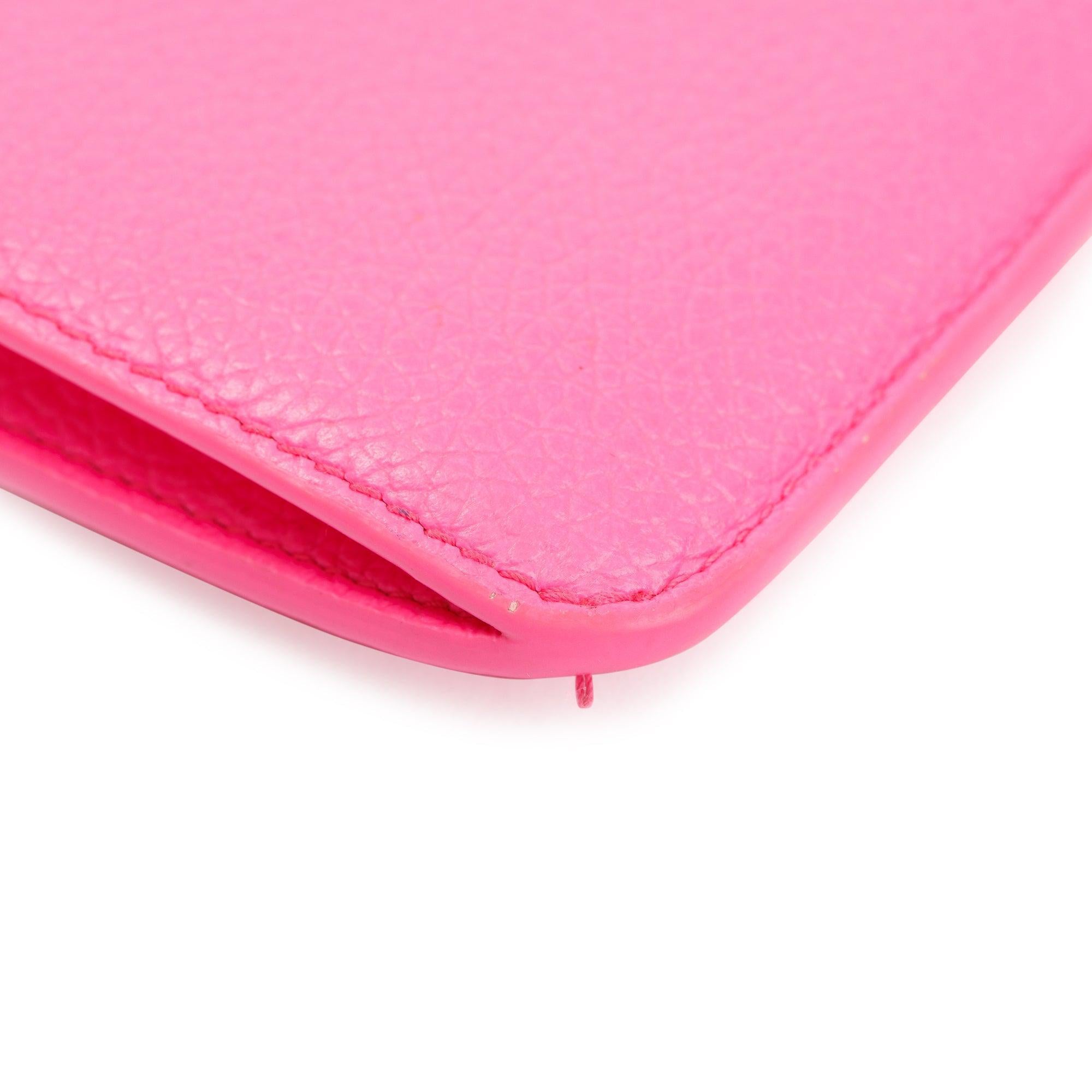 Balenciaga Pink Calfskin Leather Large Long Coin and Card Holder w/ Box