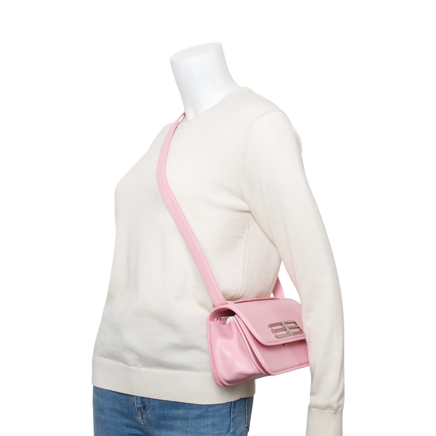 Balenciaga Pink Calfskin Leather Small Gossip Flap Bag