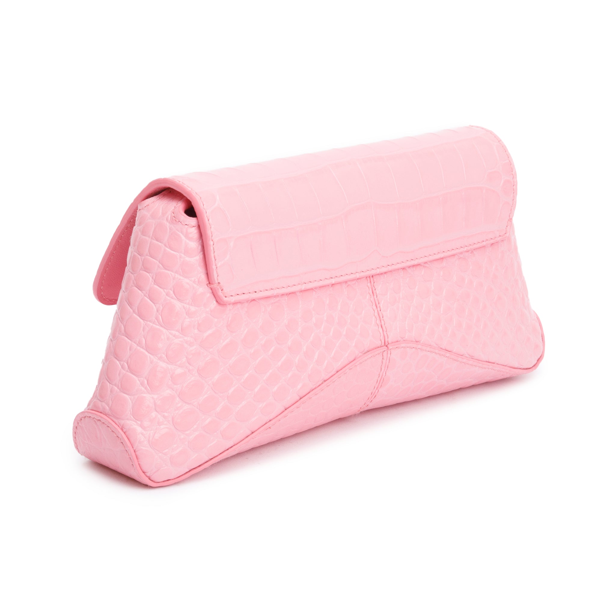 Balenciaga Pink Croc-Embossed Leather XX Small Flap Crossbody Bag