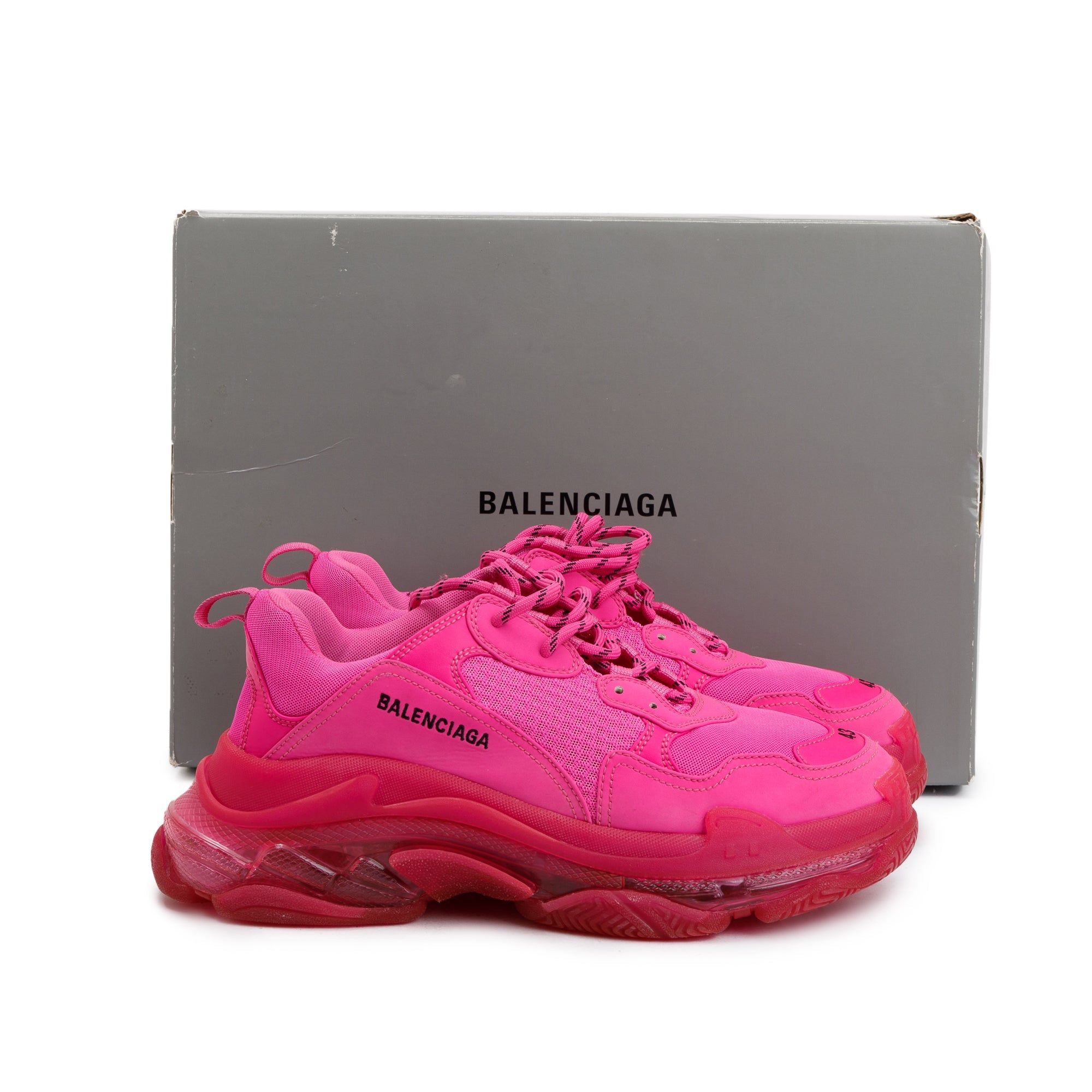 Balenciaga Pink Fabric Mesh Triple S Chunky Sneakers, Size 43