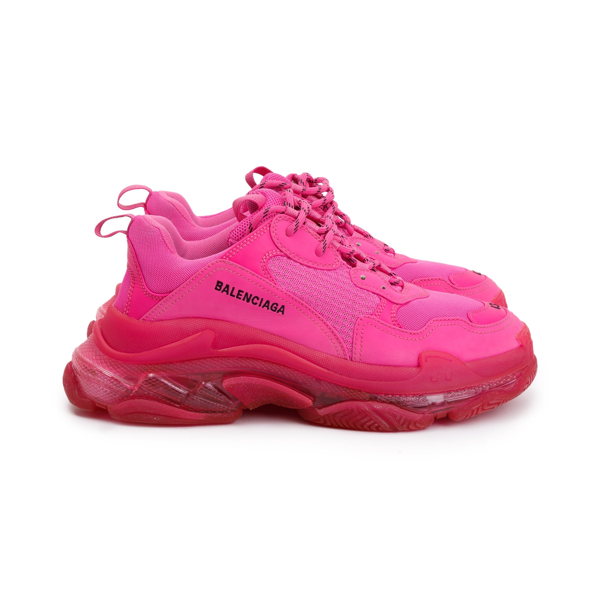 Balenciaga Pink Fabric Mesh Triple S Chunky Sneakers, Size 43