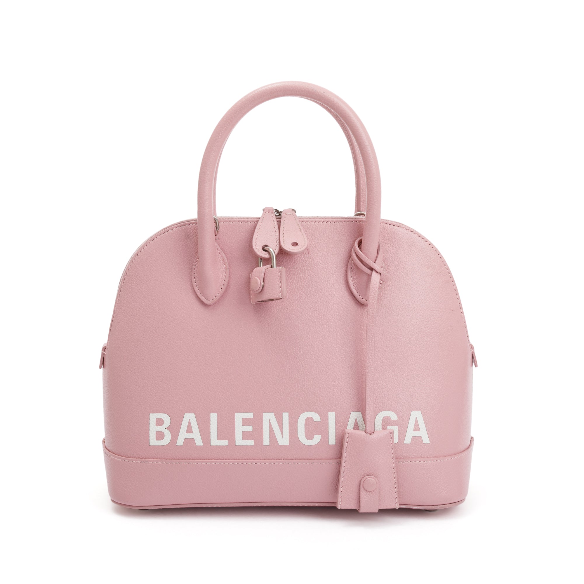 Balenciaga Pink Grained Calfskin Leather Ville S Top Handle Bag w/ Strap