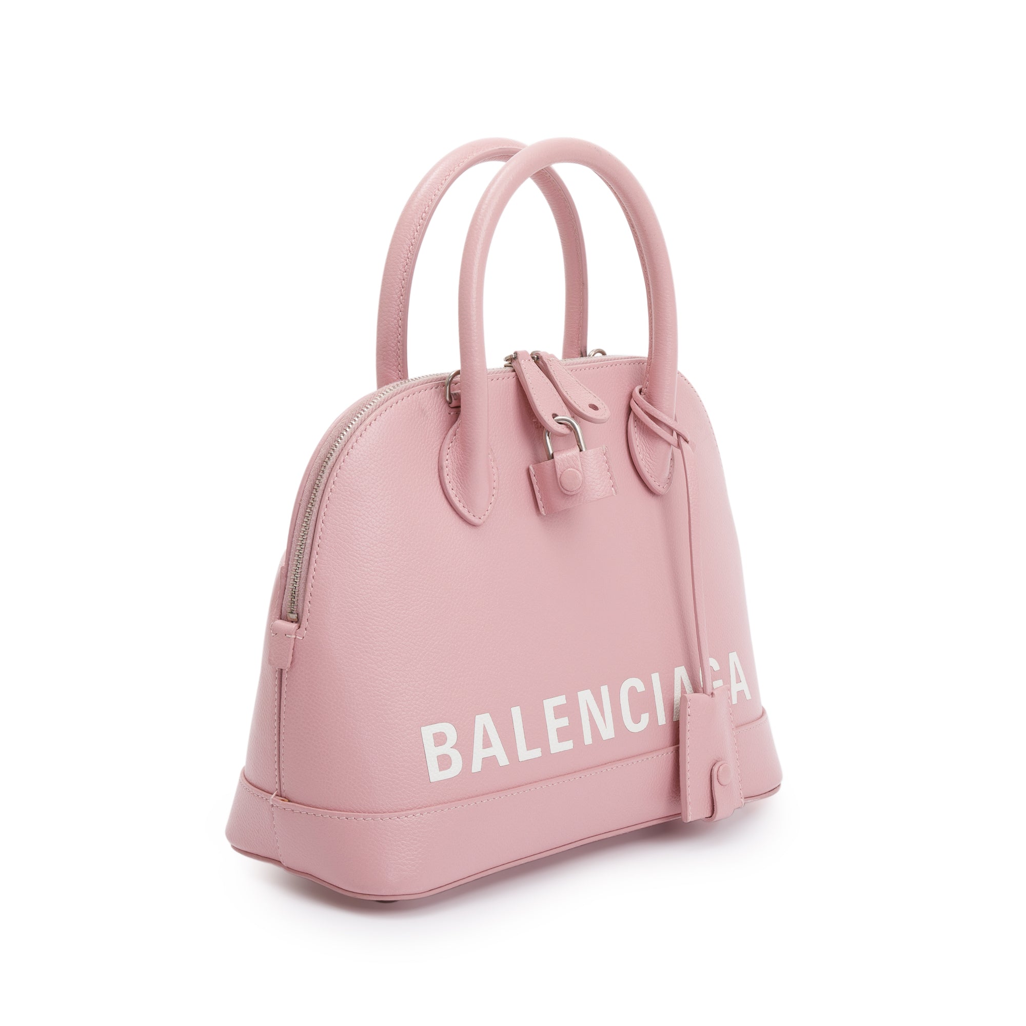 Balenciaga Pink Grained Calfskin Leather Ville S Top Handle Bag w/ Strap