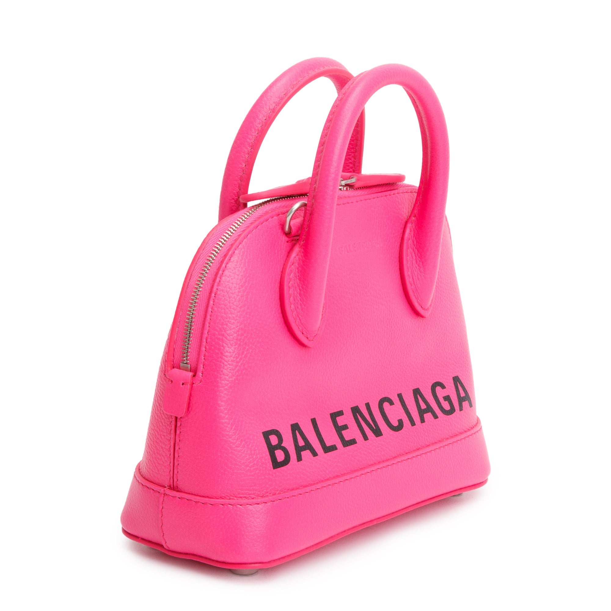 Balenciaga Pink Grained Calfskin Leather XXS Ville Top Handle Bag