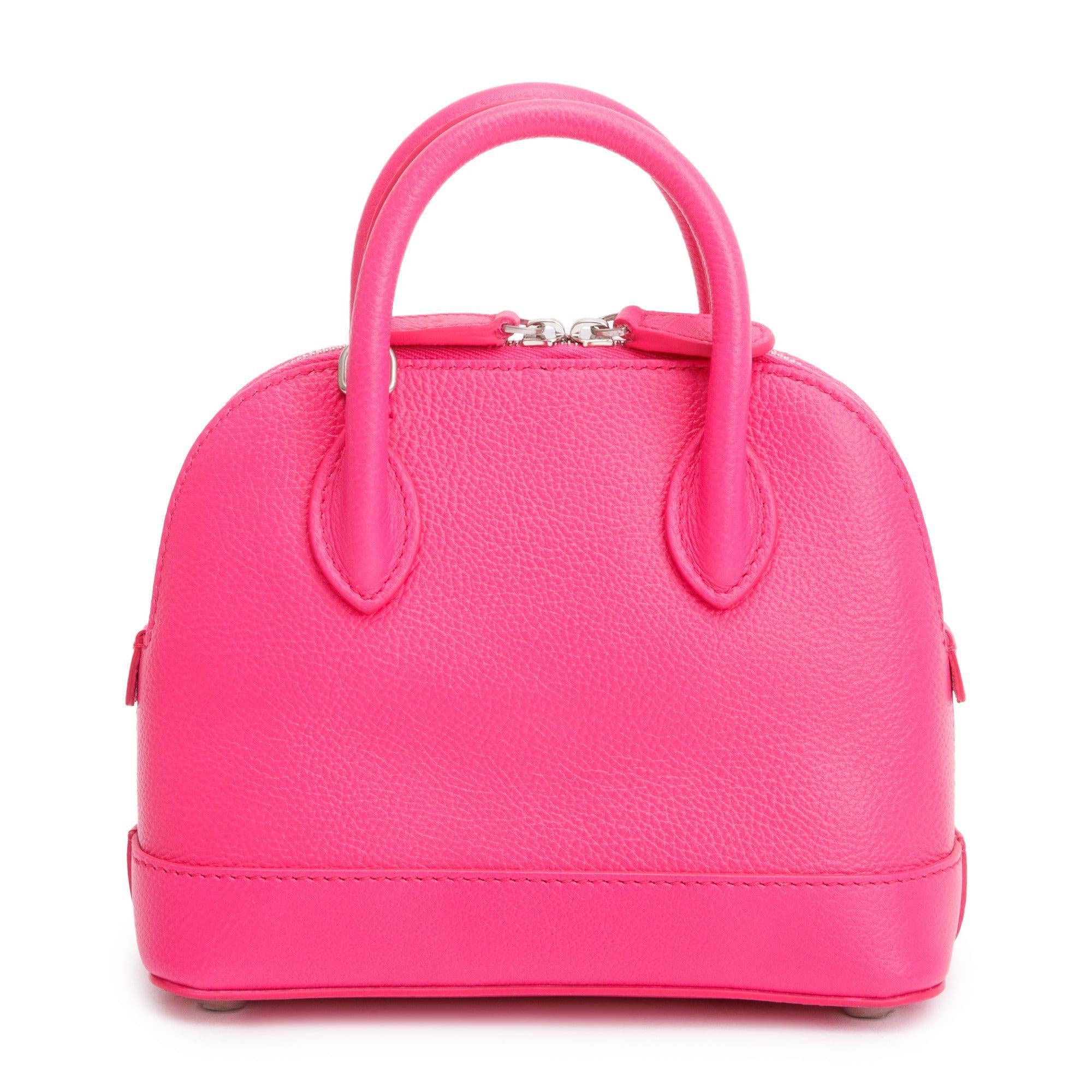 Balenciaga Pink Grained Calfskin Leather XXS Ville Top Handle Bag