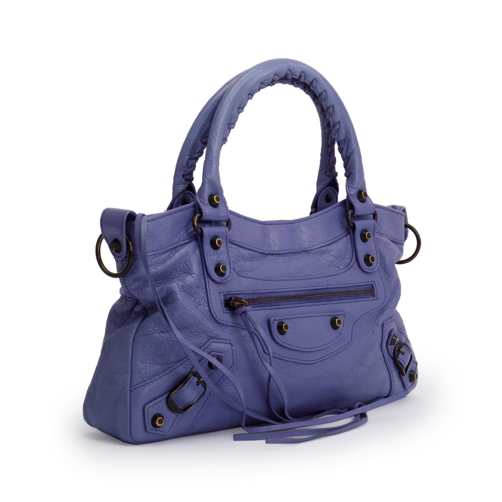 Balenciaga Purple Arena Leather Motocross Classic First Bag