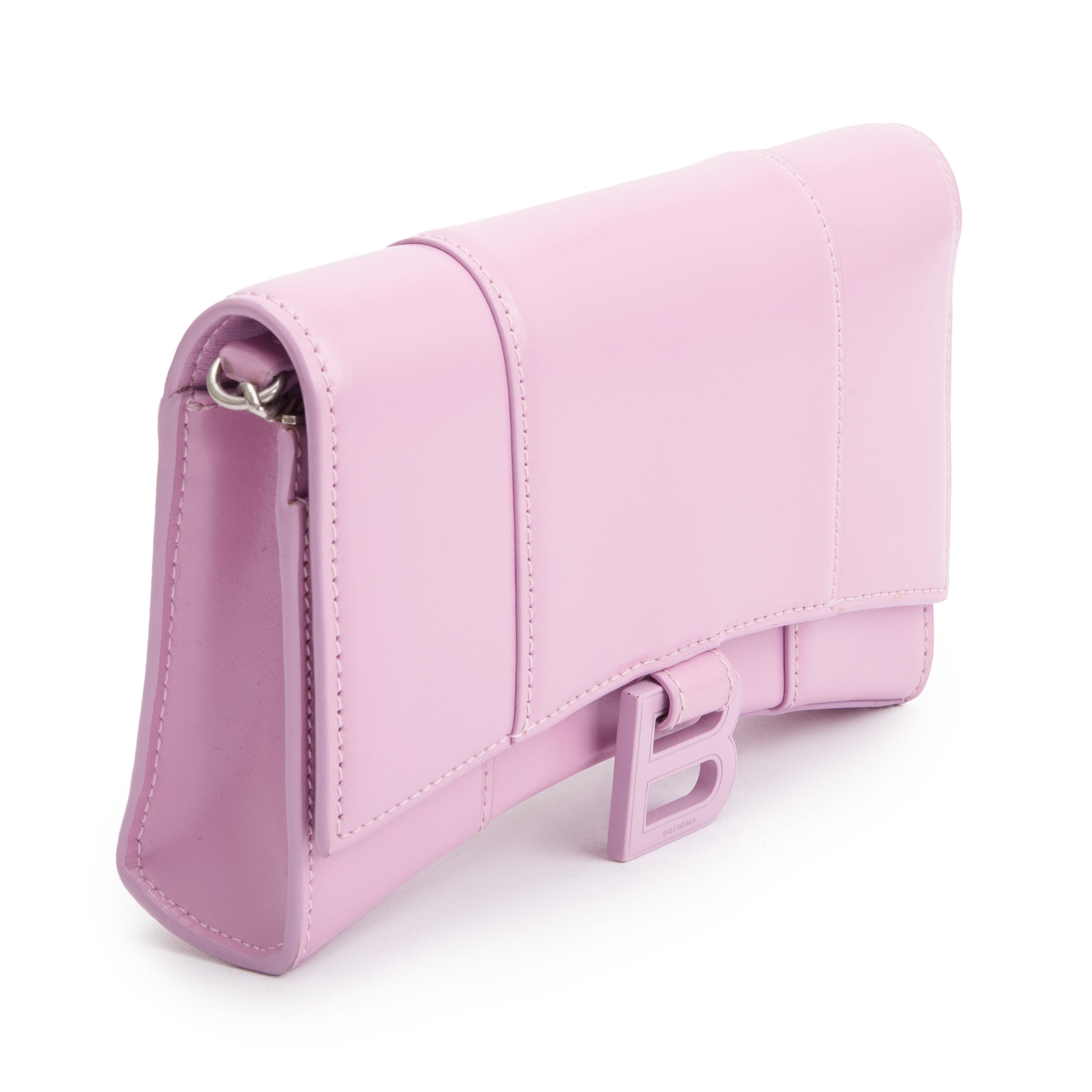 Balenciaga Purple Smooth Leather Hourglass Wallet on Chain