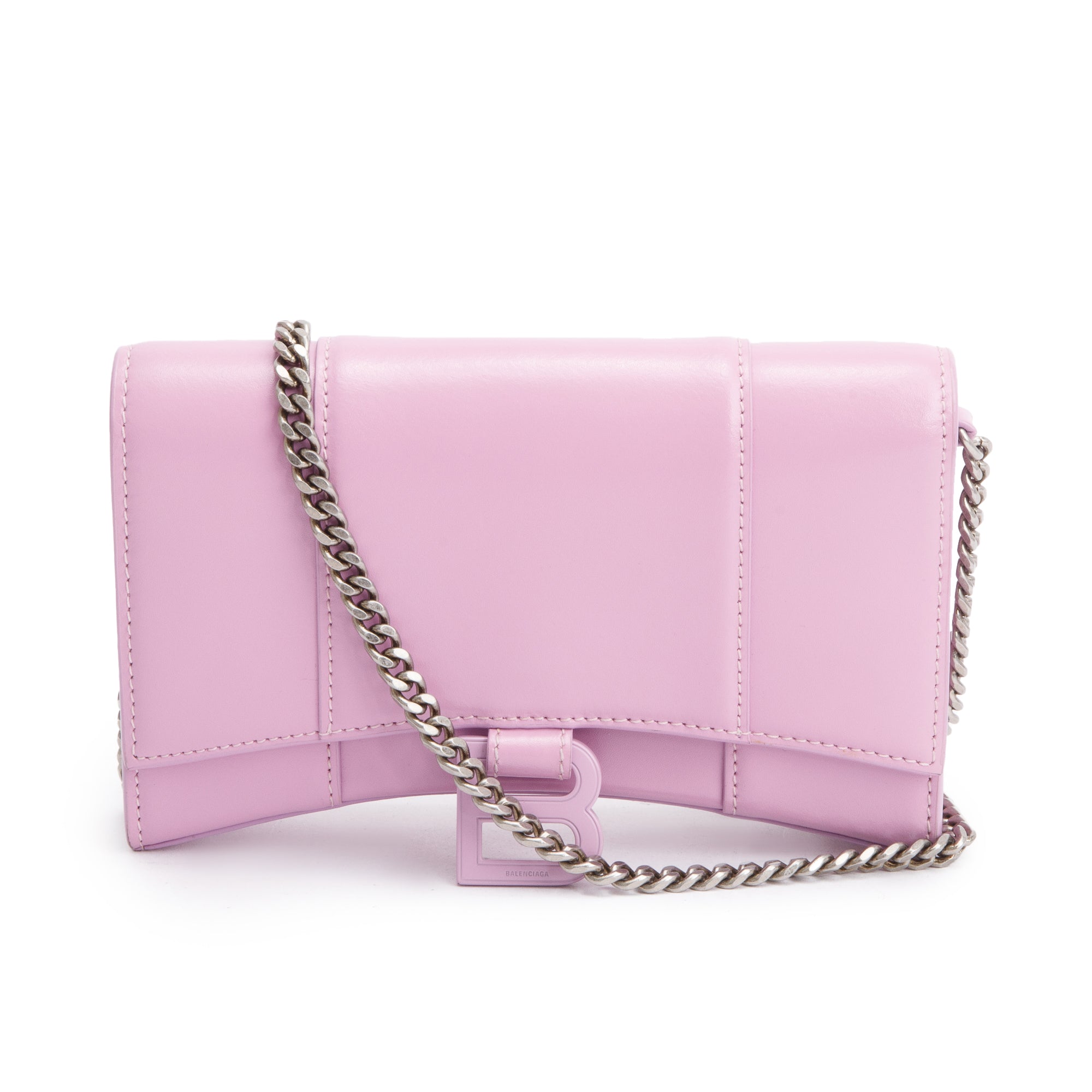 Balenciaga Purple Smooth Leather Hourglass Wallet on Chain