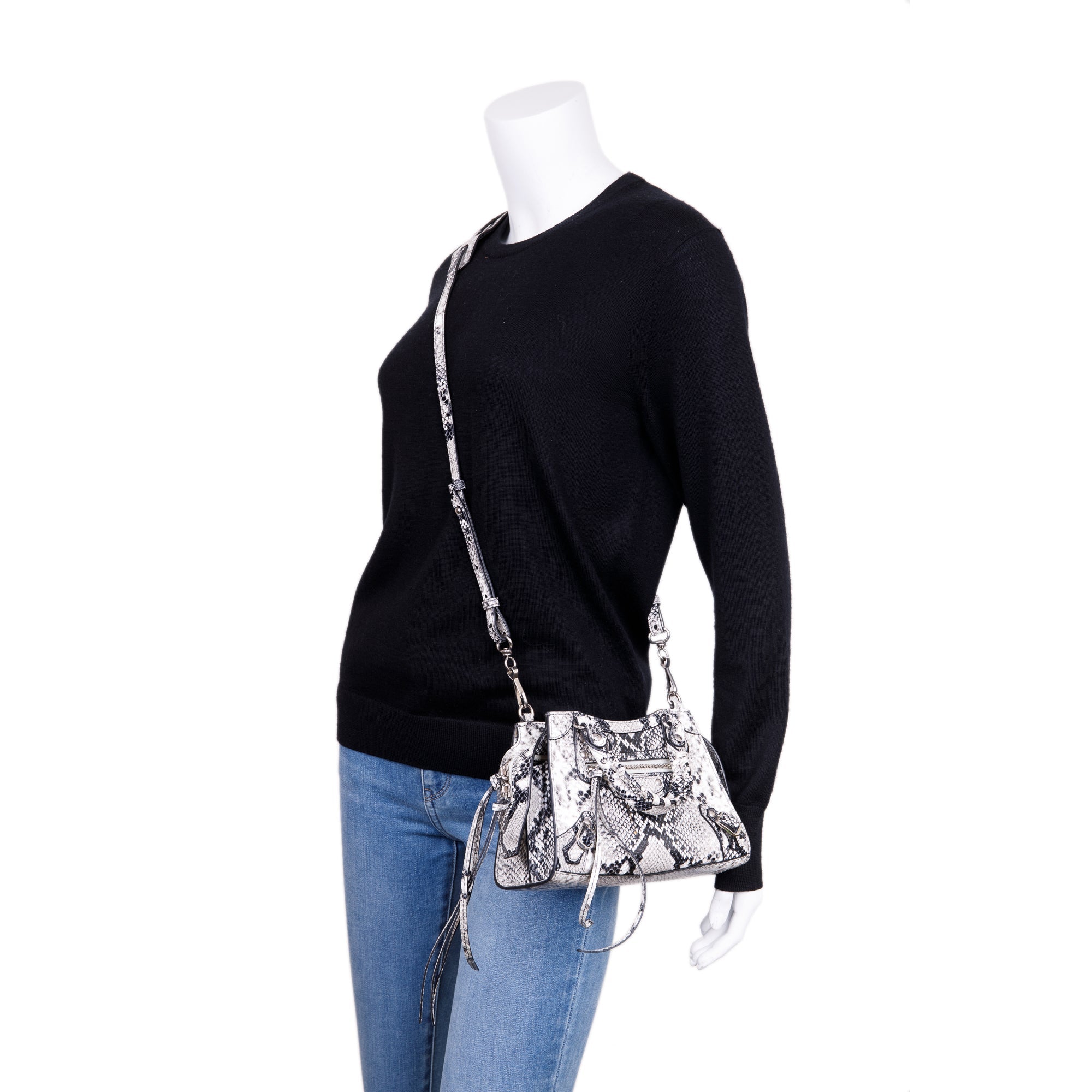 Balenciaga Python Embossed Neo Classic Mini City Bag w/ Strap