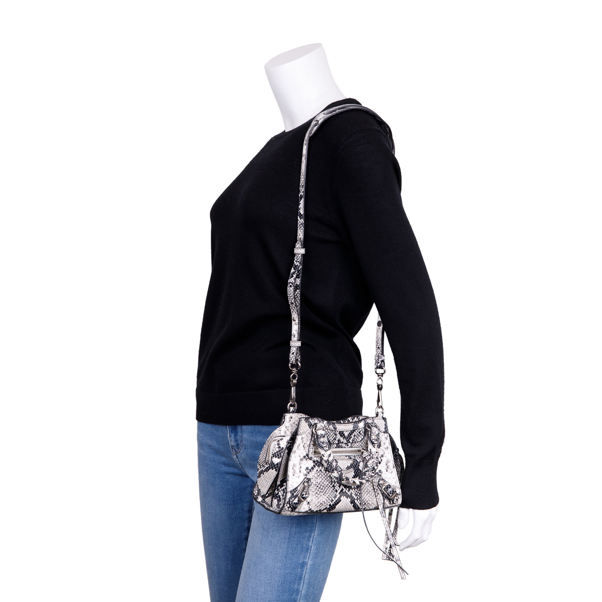 Balenciaga Python Embossed Neo Classic Mini City Bag w/ Strap