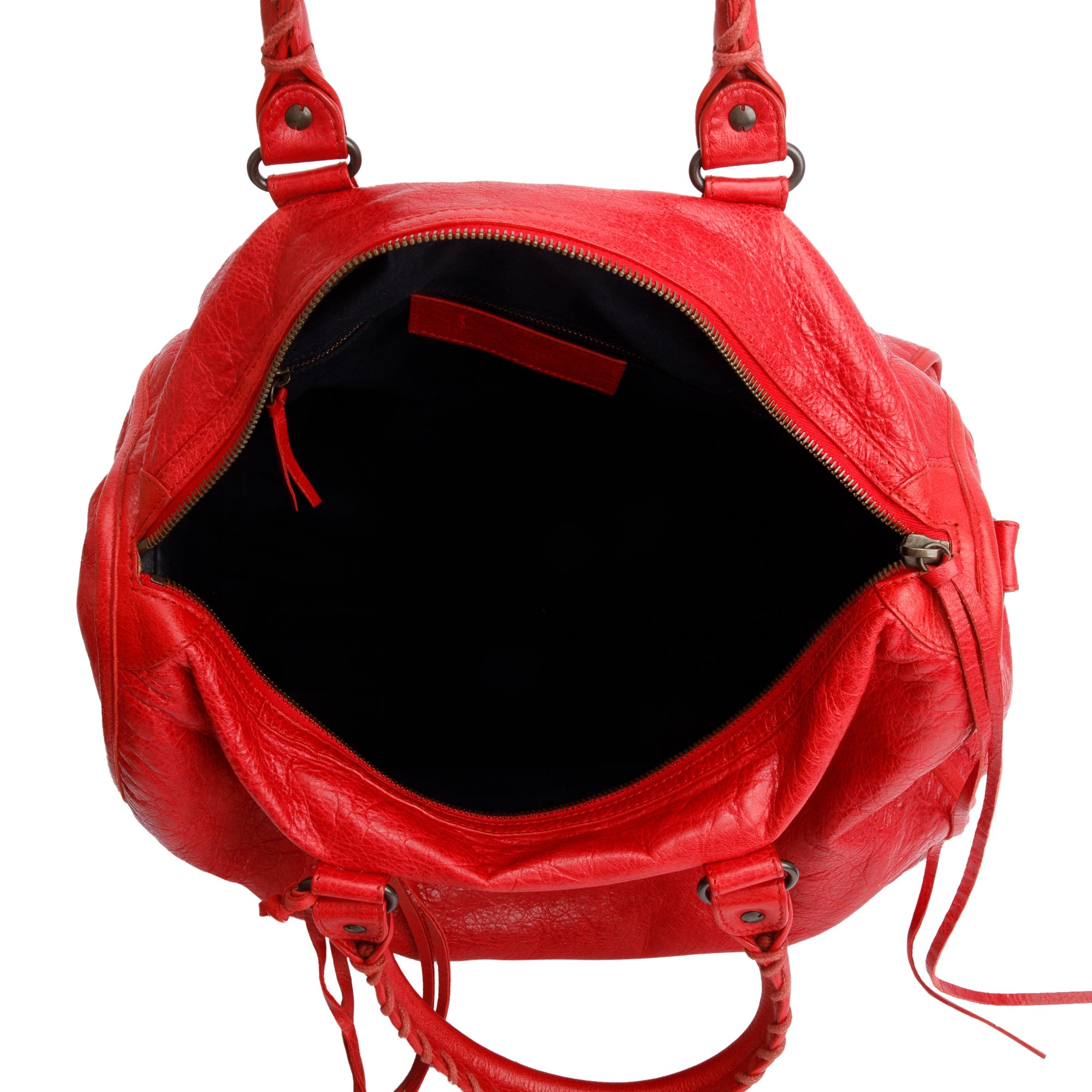 Balenciaga Red Agneau Leather Motocross Classic Kraft Bag