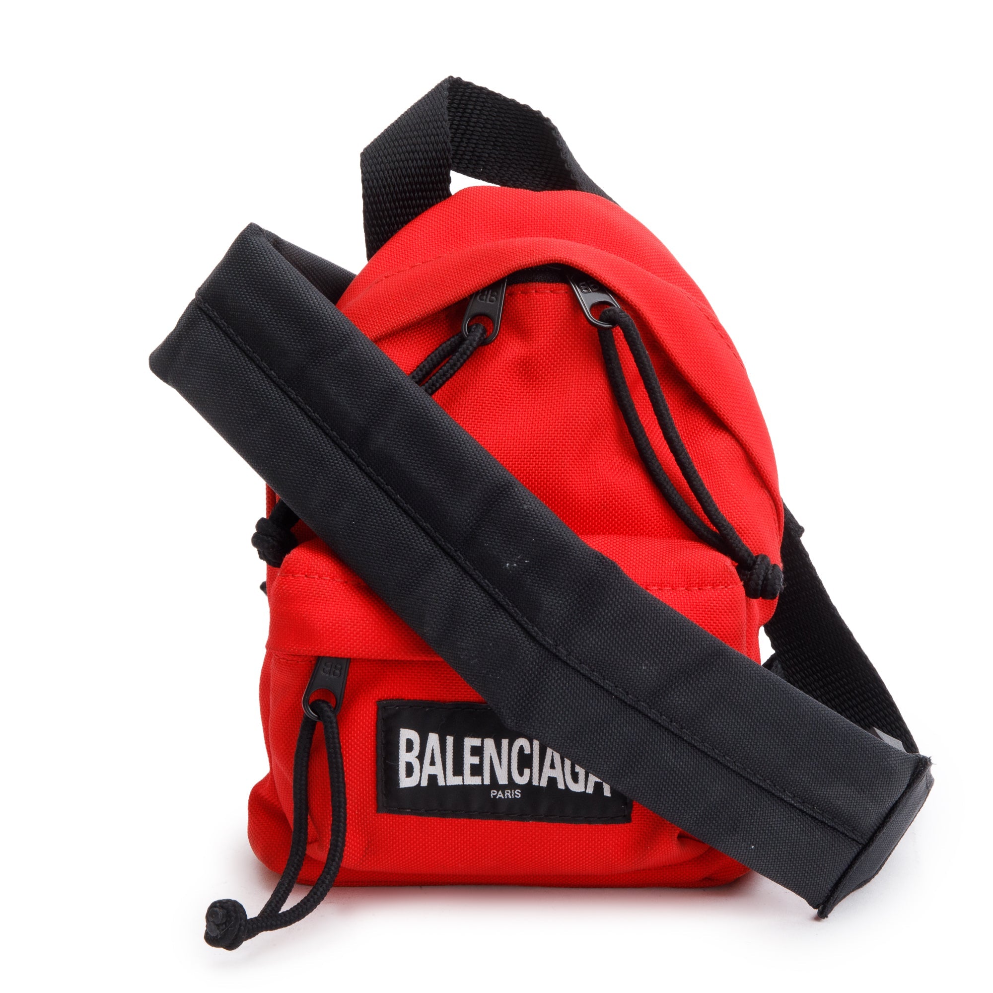 Balenciaga Red Canvas Oversized Mini Backpack Crossbody