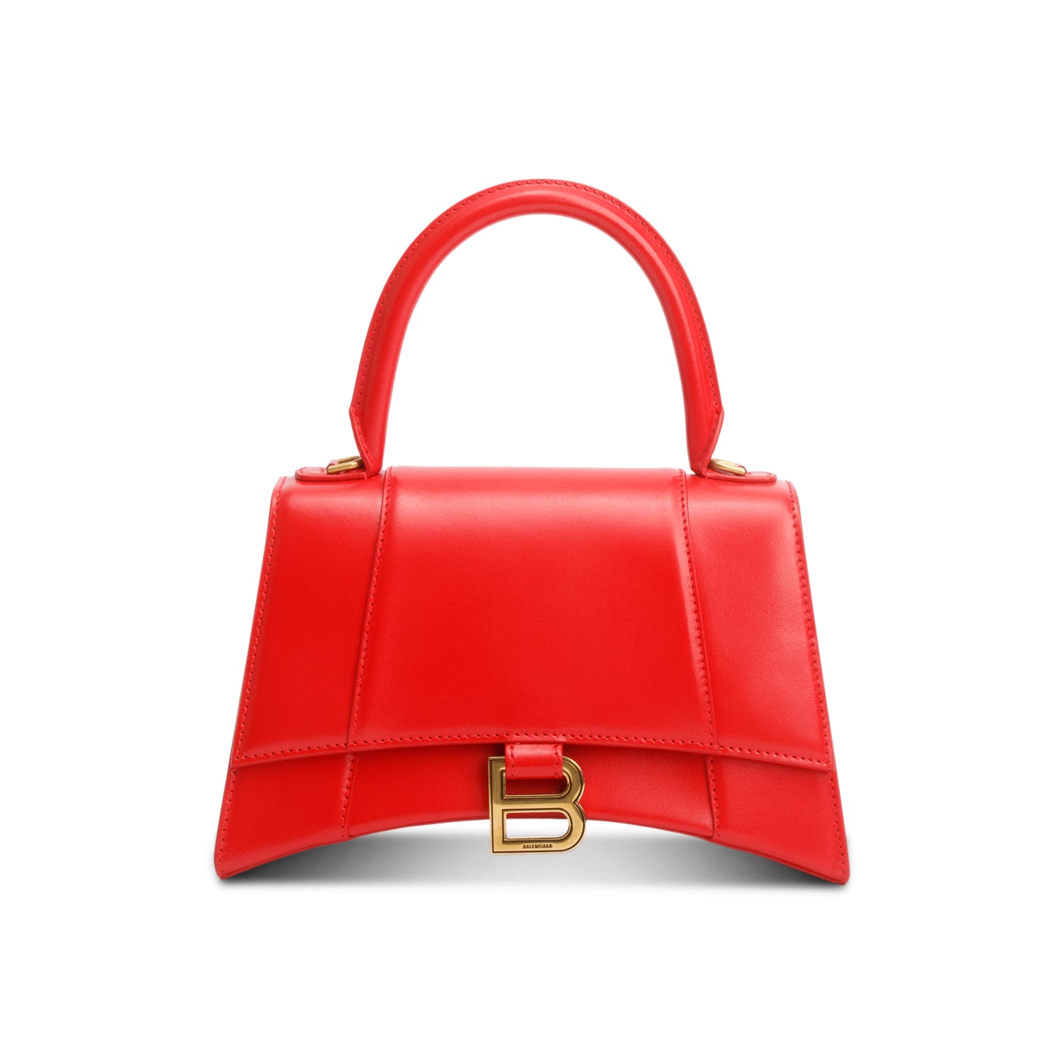 Balenciaga Red Smooth Leather Small Hourglass Top Handle Bag w/ Strap