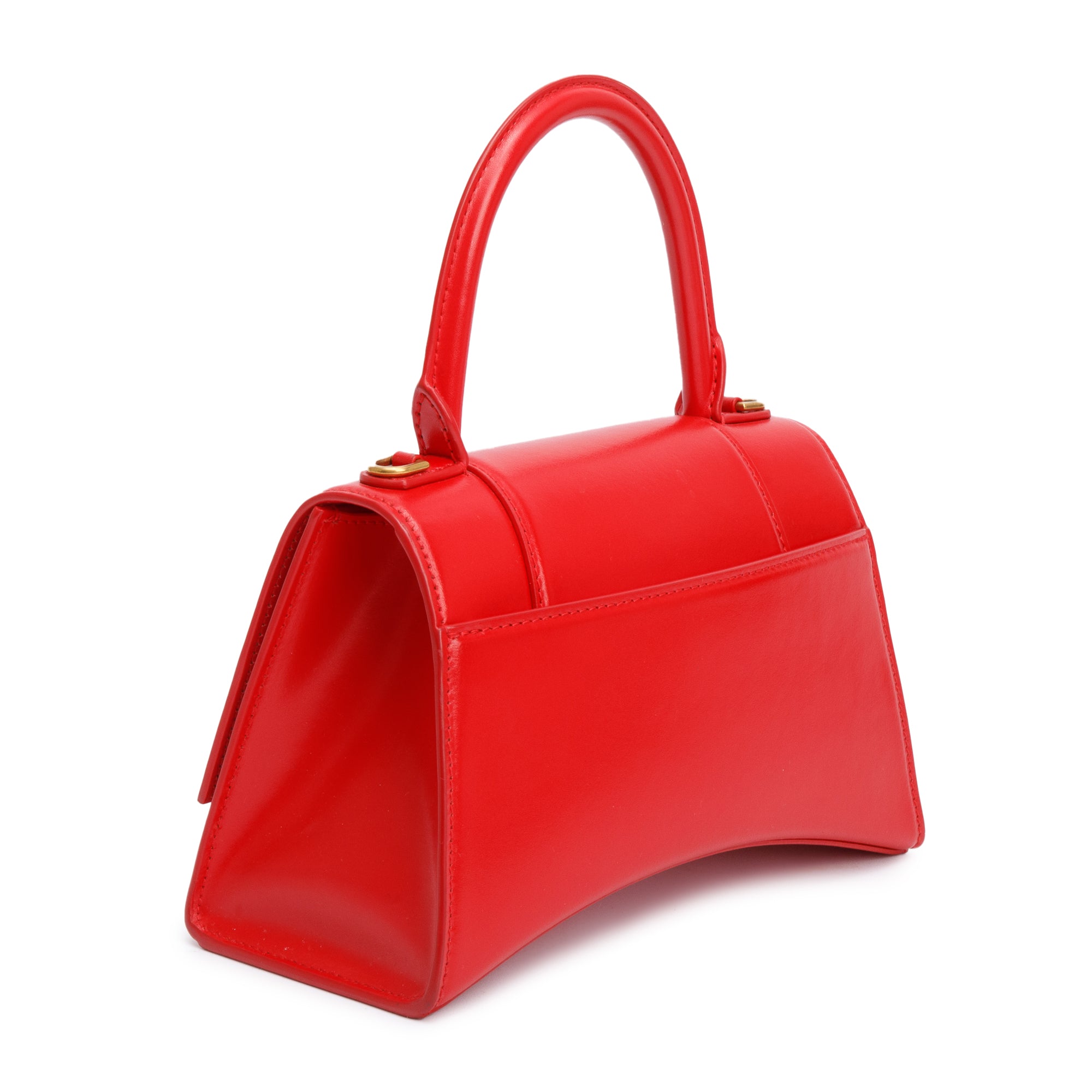 Balenciaga Red Smooth Leather Small Hourglass Top Handle Bag w/ Strap