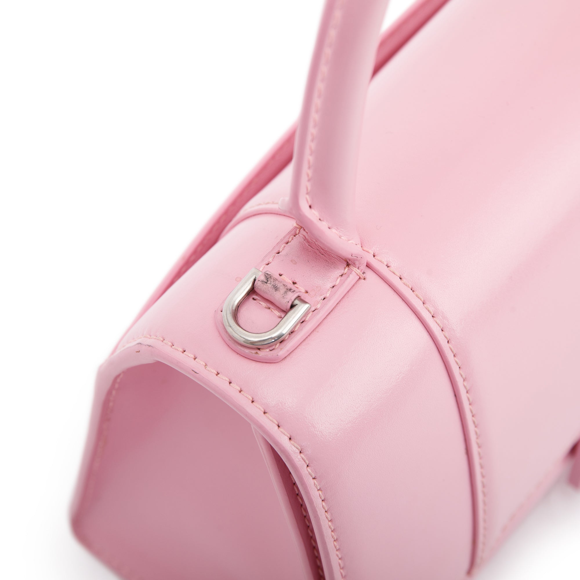 Balenciaga Small Pink Hourglass Top Handle Bag W/ Strap