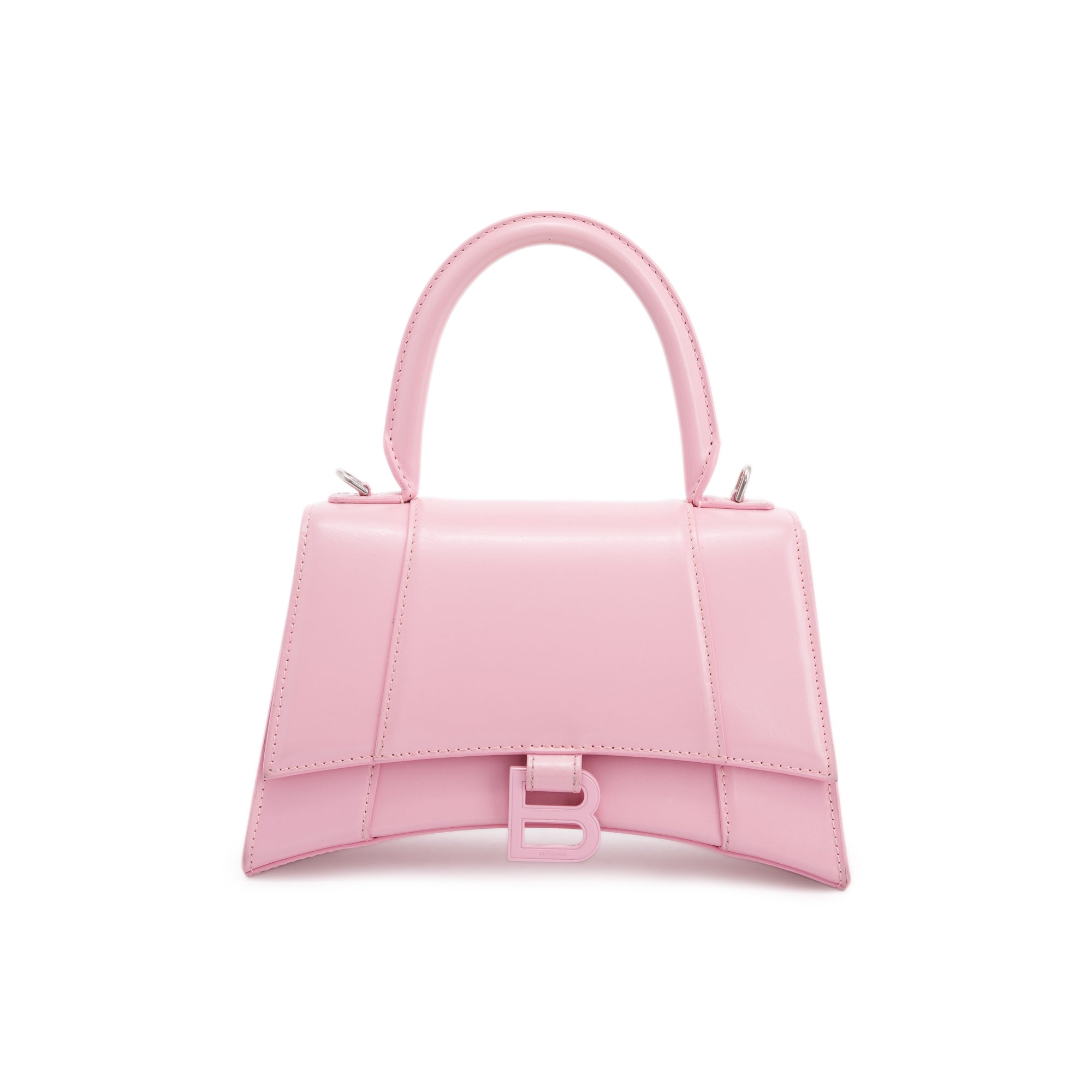 Balenciaga Small Pink Hourglass Top Handle Bag W/ Strap