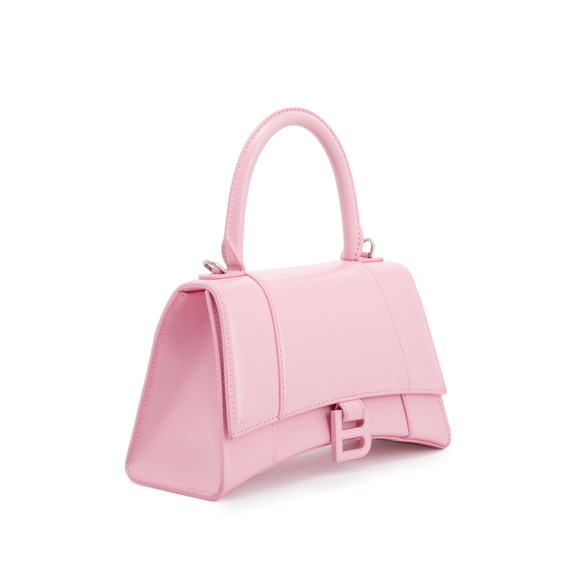 Balenciaga Small Pink Hourglass Top Handle Bag W/ Strap