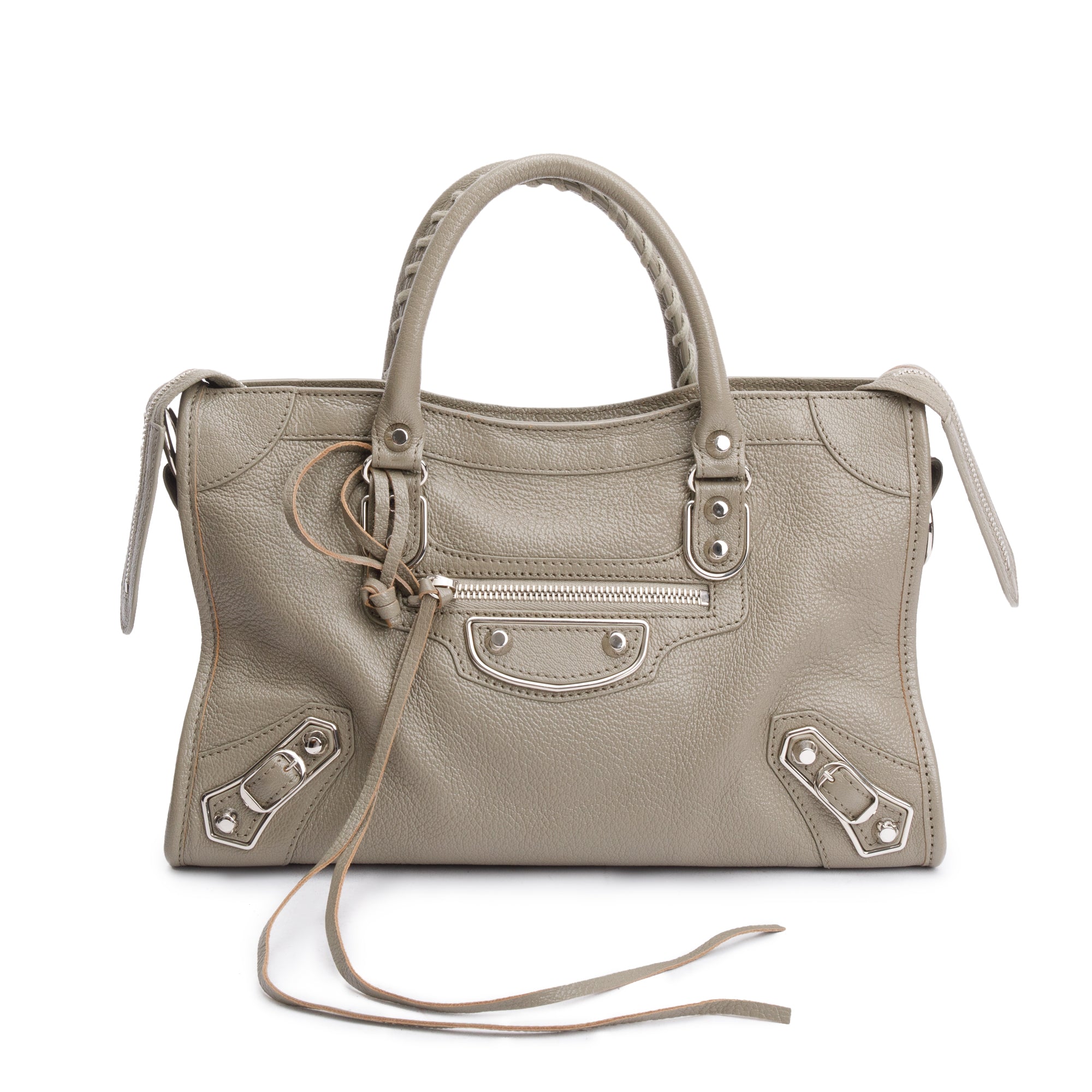 Balenciaga Taupe Chevre Leather Small Metallic Edge City Bag w/ Strap