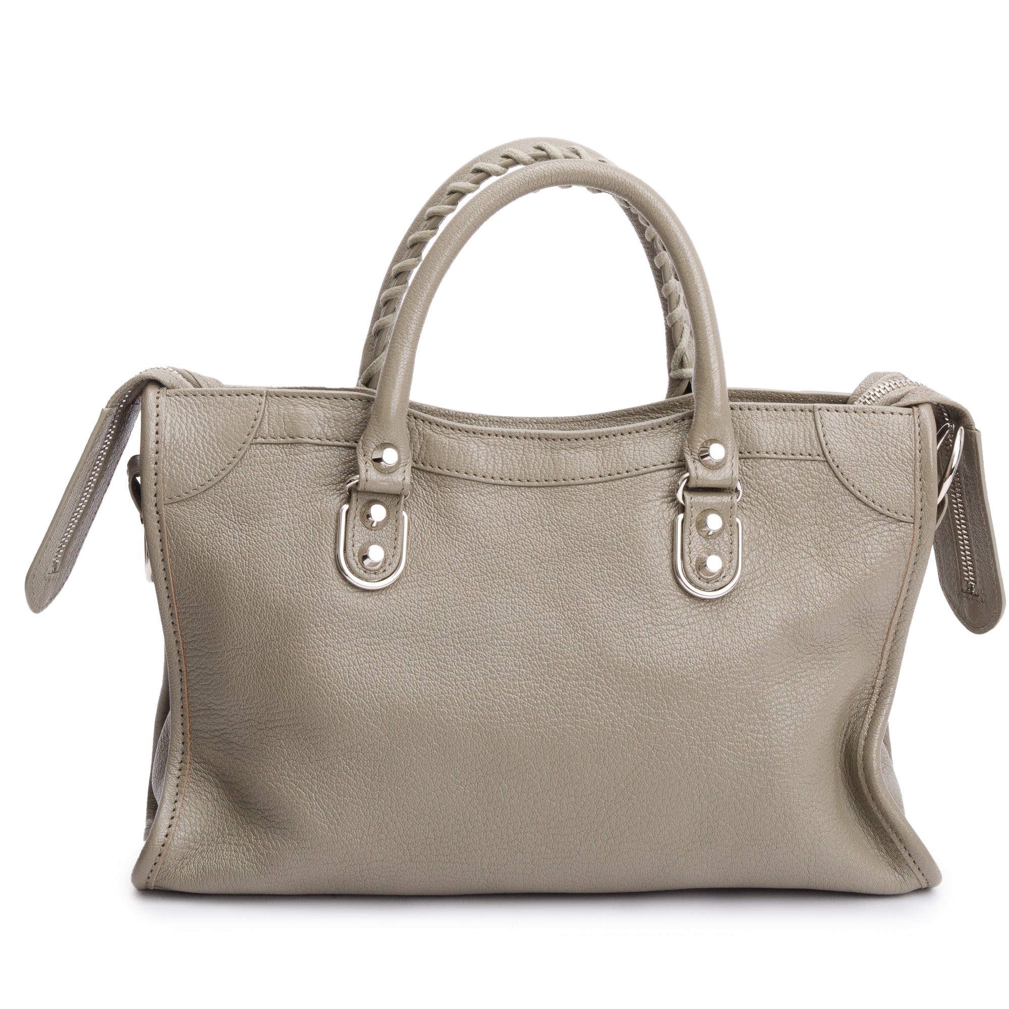 Balenciaga Taupe Chevre Leather Small Metallic Edge City Bag w/ Strap