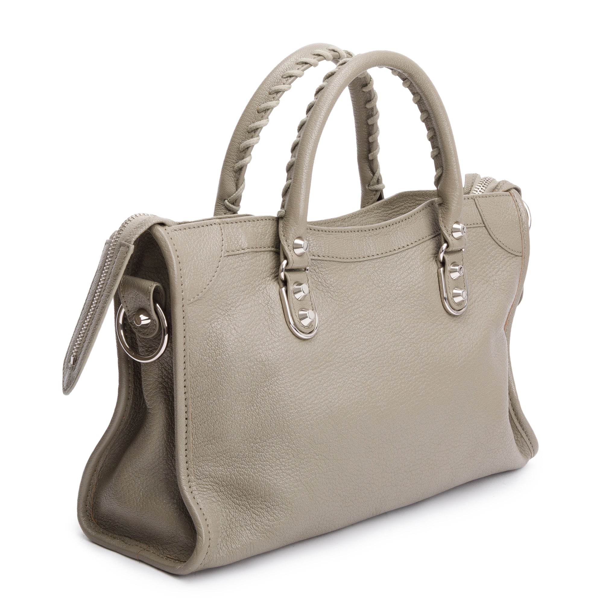 Balenciaga Taupe Chevre Leather Small Metallic Edge City Bag w/ Strap