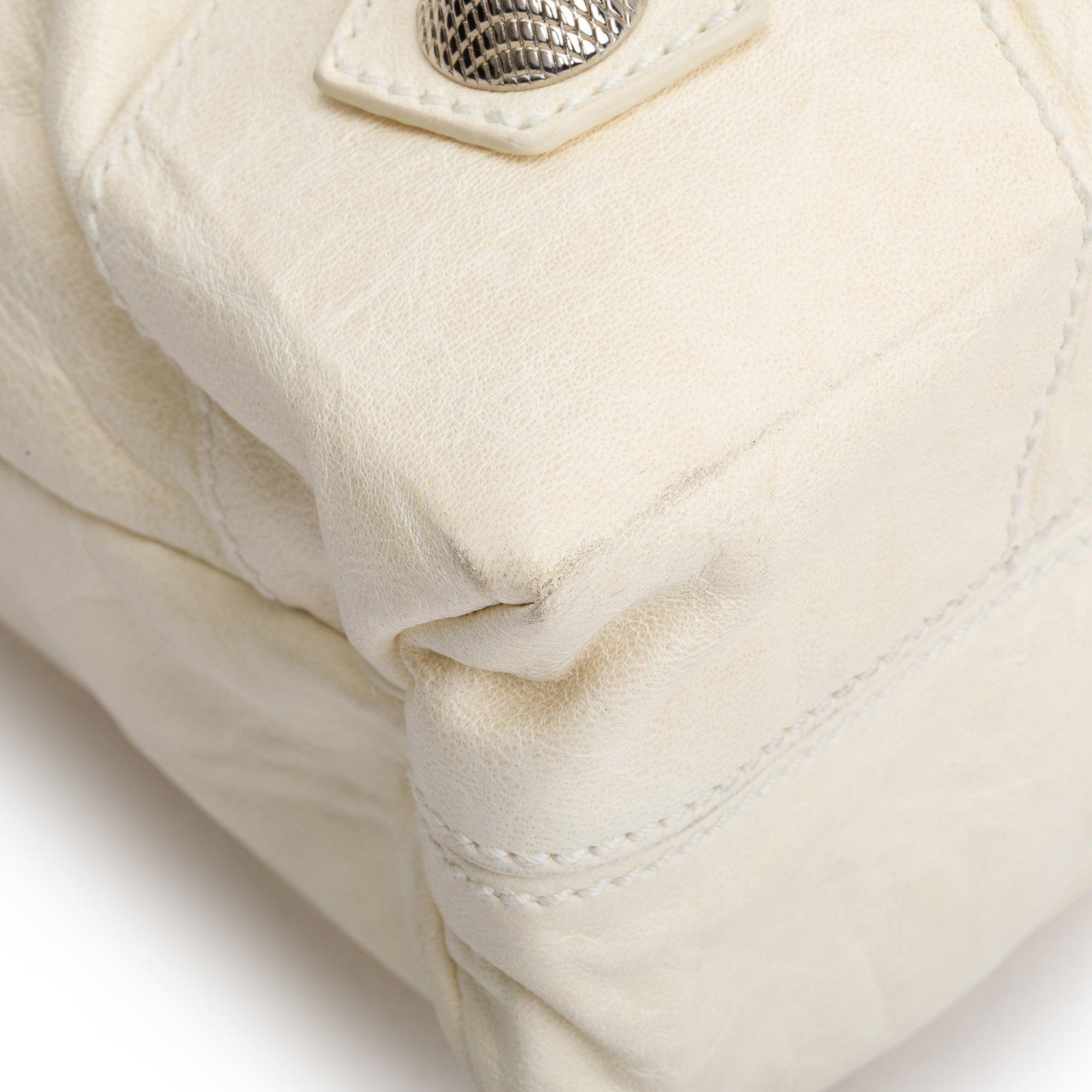 Balenciaga White Agneau Leather Giant 21 Brief Tote