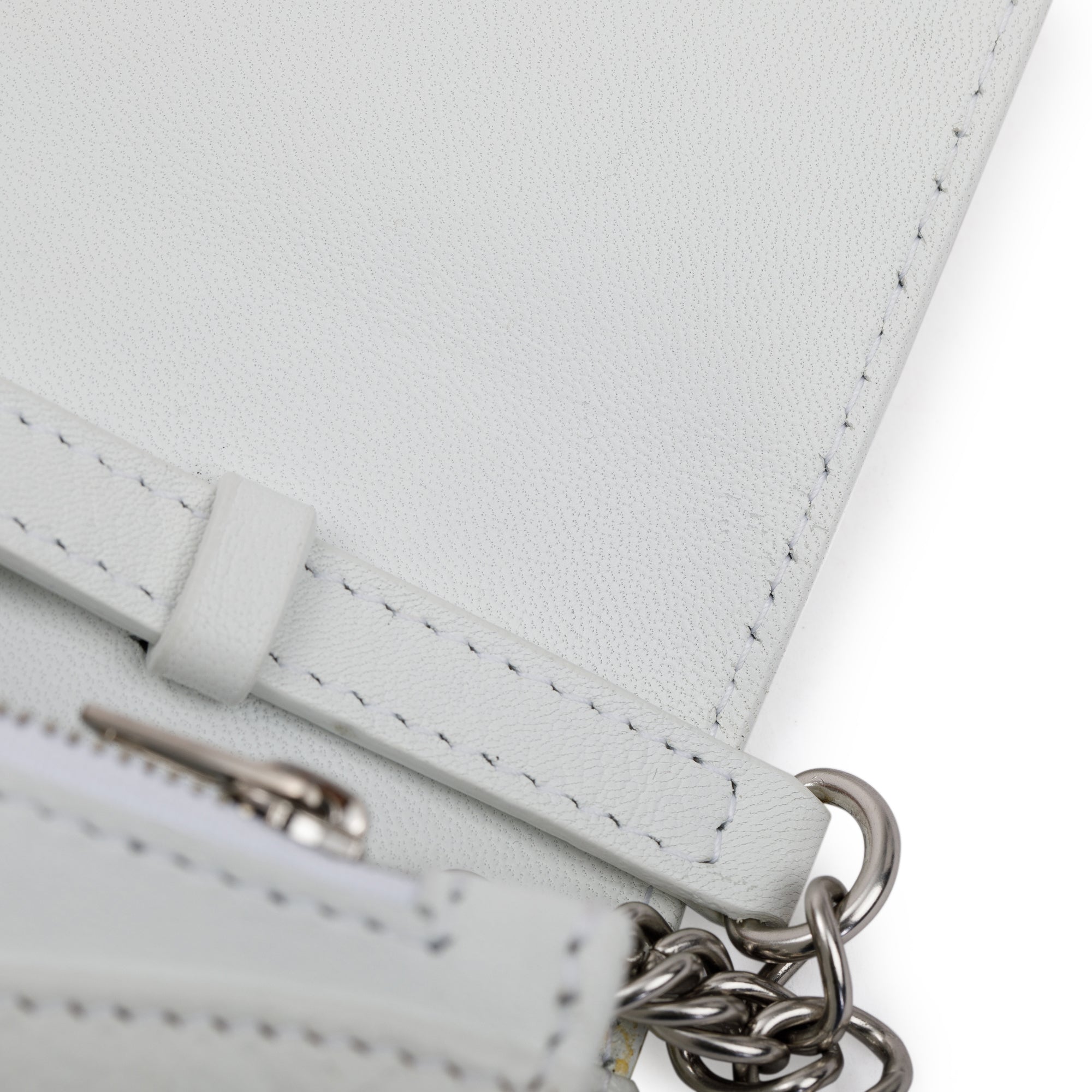 Balenciaga White Calfskin Leather BB Wallet on Chain