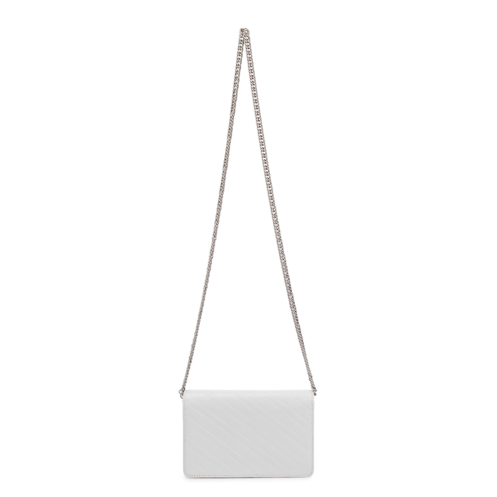 Balenciaga White Calfskin Leather BB Wallet on Chain