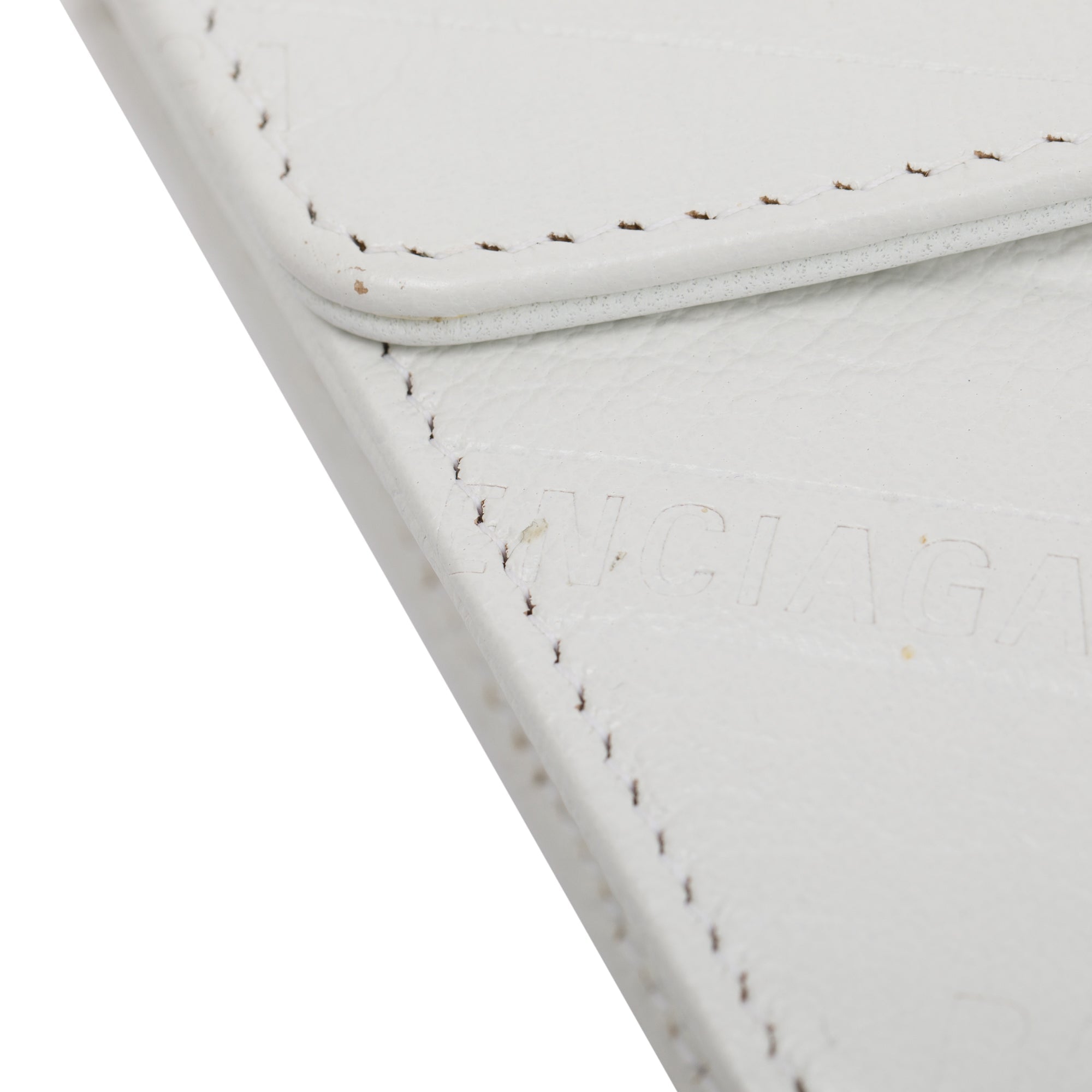 Balenciaga White Calfskin Leather BB Wallet on Chain