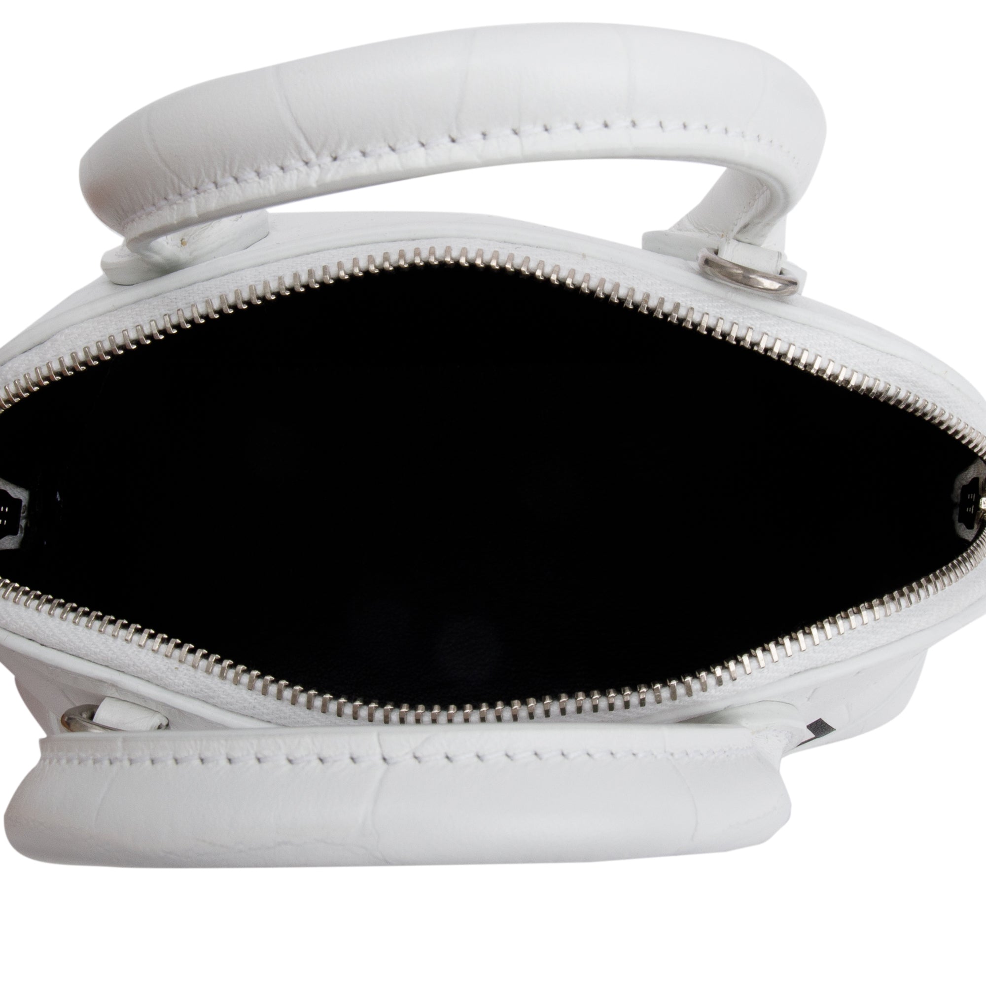 Balenciaga White Croc-Embossed Calfskin Leather XXS Ville Top Handle Bag