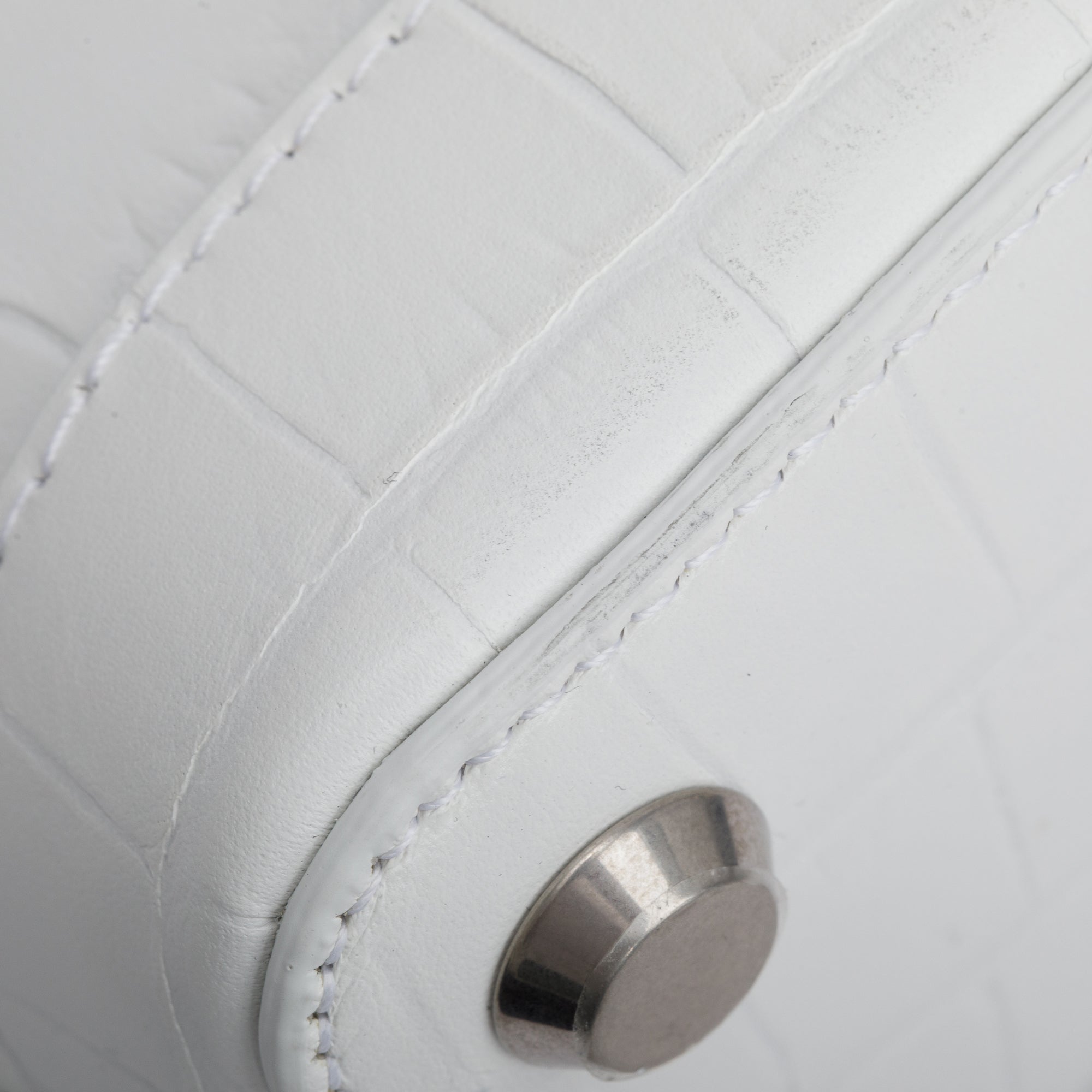 Balenciaga White Croc-Embossed Calfskin Leather XXS Ville Top Handle Bag