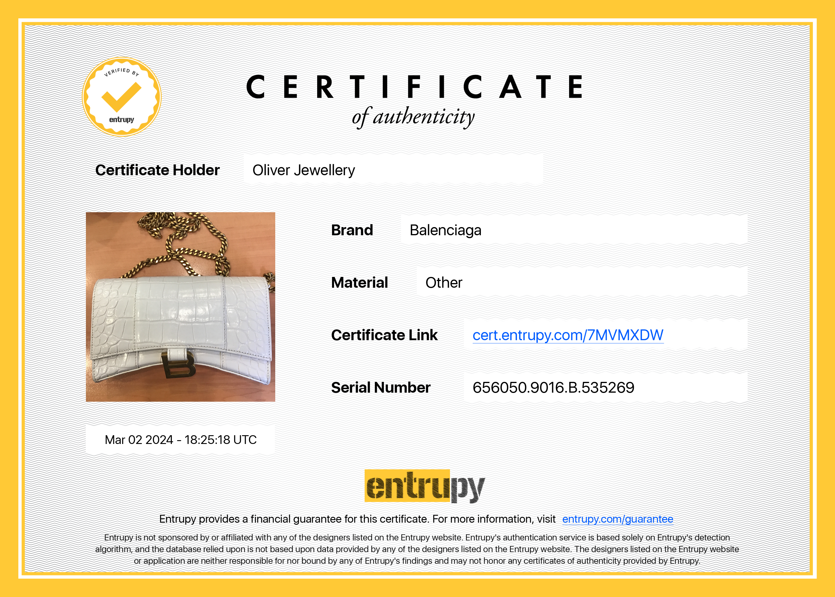 Balenciaga White Croc Embossed Hourglass Wallet on Chain