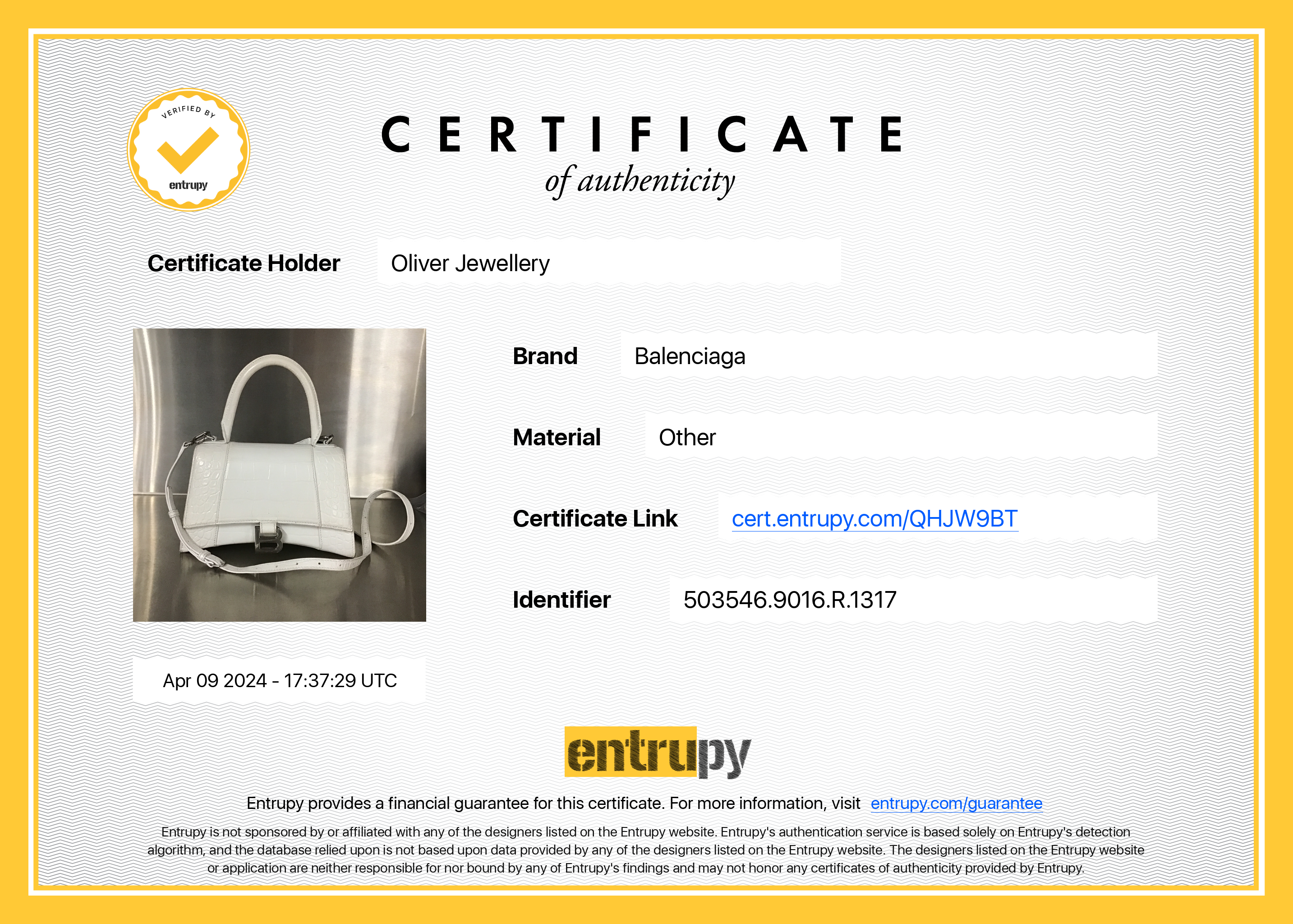 Balenciaga White Croc Embossed Leather Small Hourglass Top Handle Bag w/ Strap