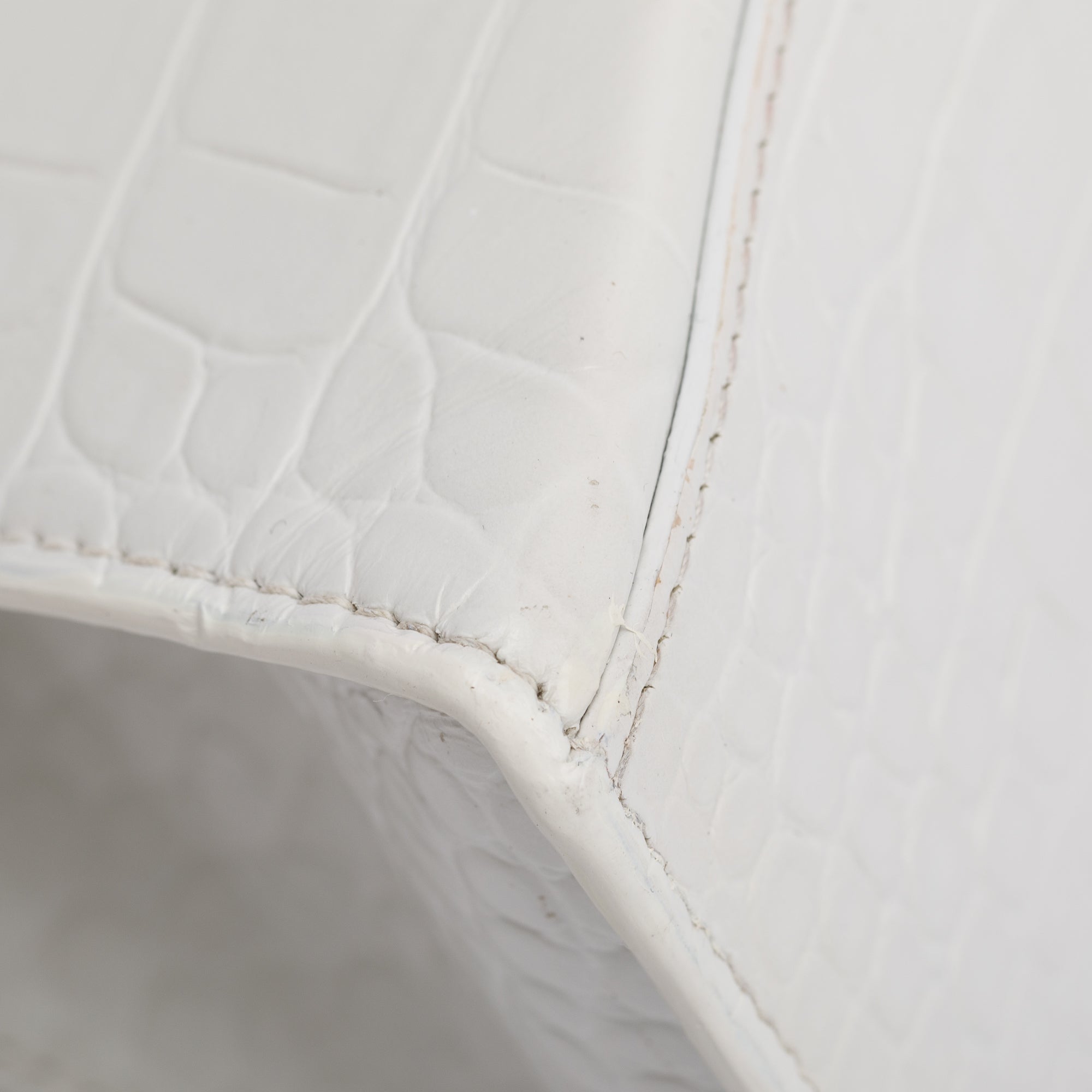 Balenciaga White Croc Embossed Leather Small Hourglass Top Handle Bag w/ Strap