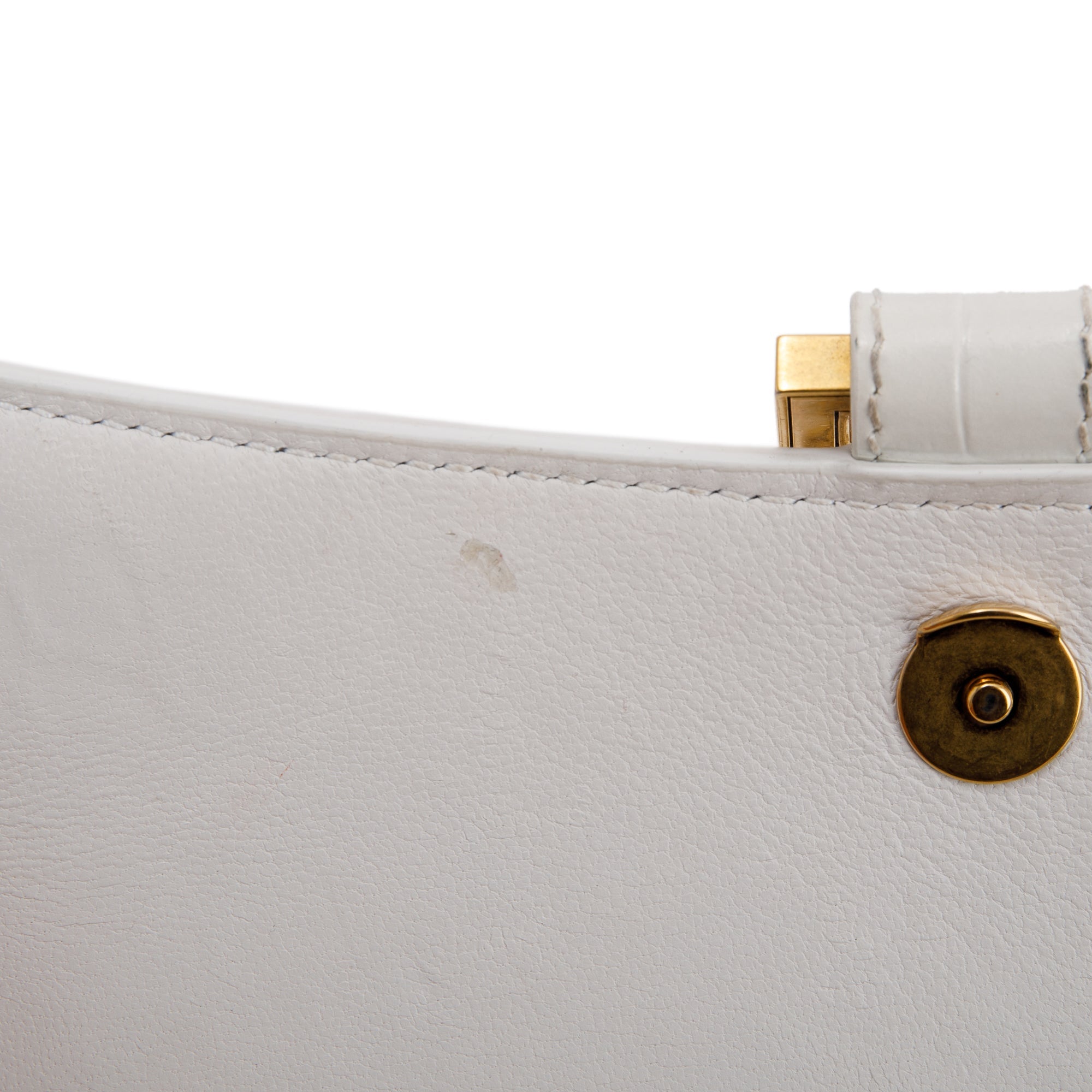 Balenciaga White Crocodile Embossed Hourglass Wallet on Chain