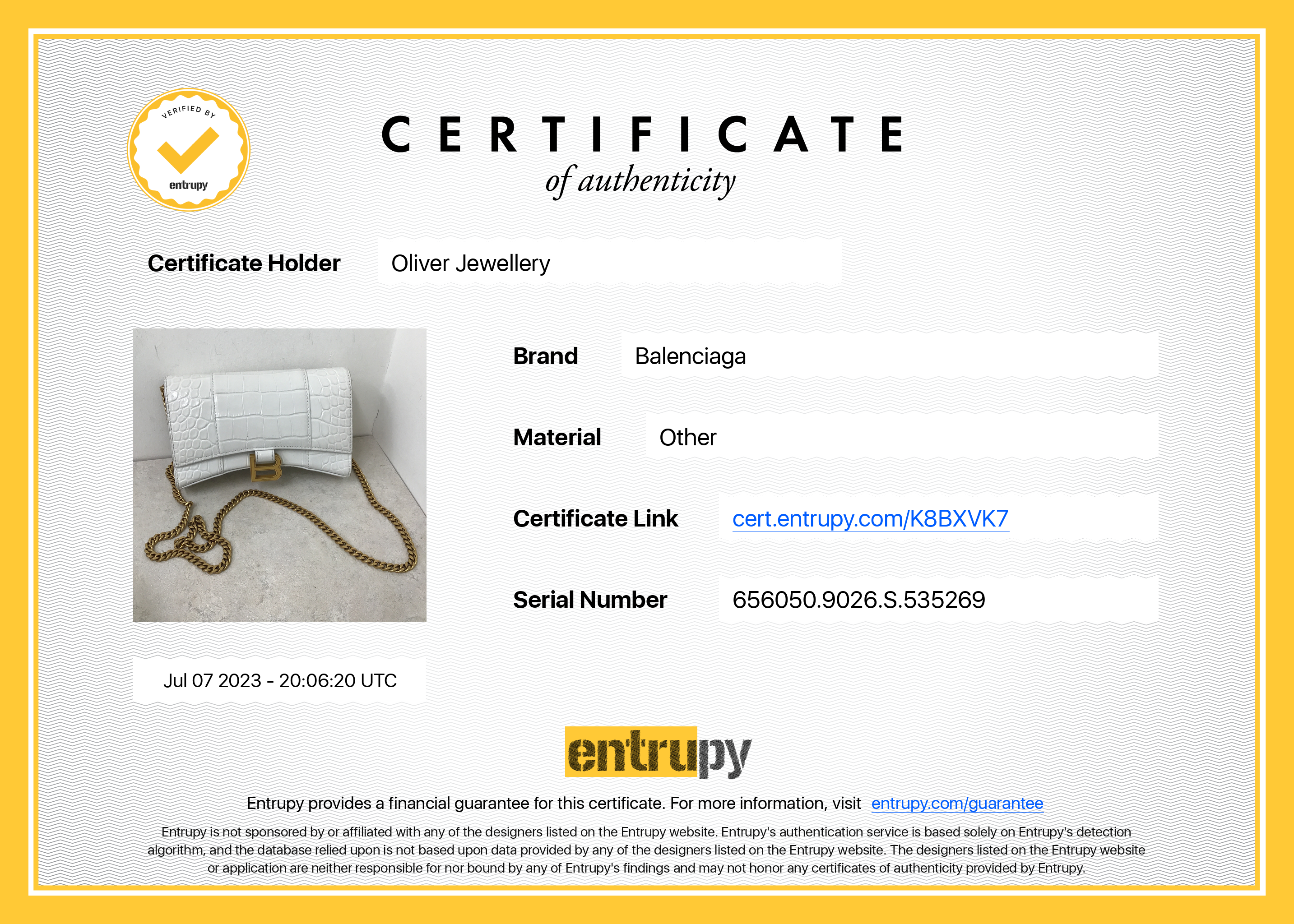 Balenciaga White Crocodile Embossed Hourglass Wallet on Chain