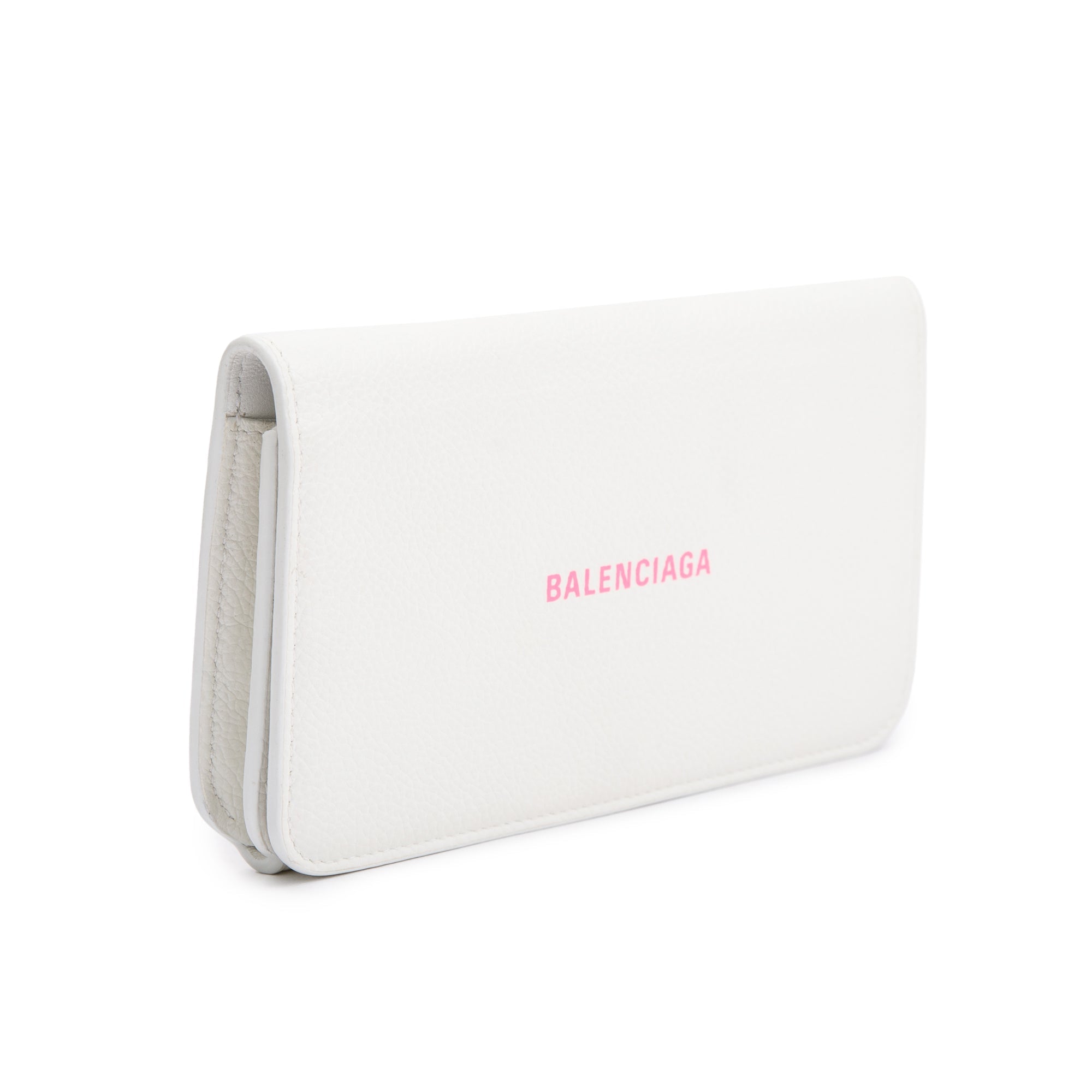 Balenciaga White Leather Everyday Continental Wallet on Chain