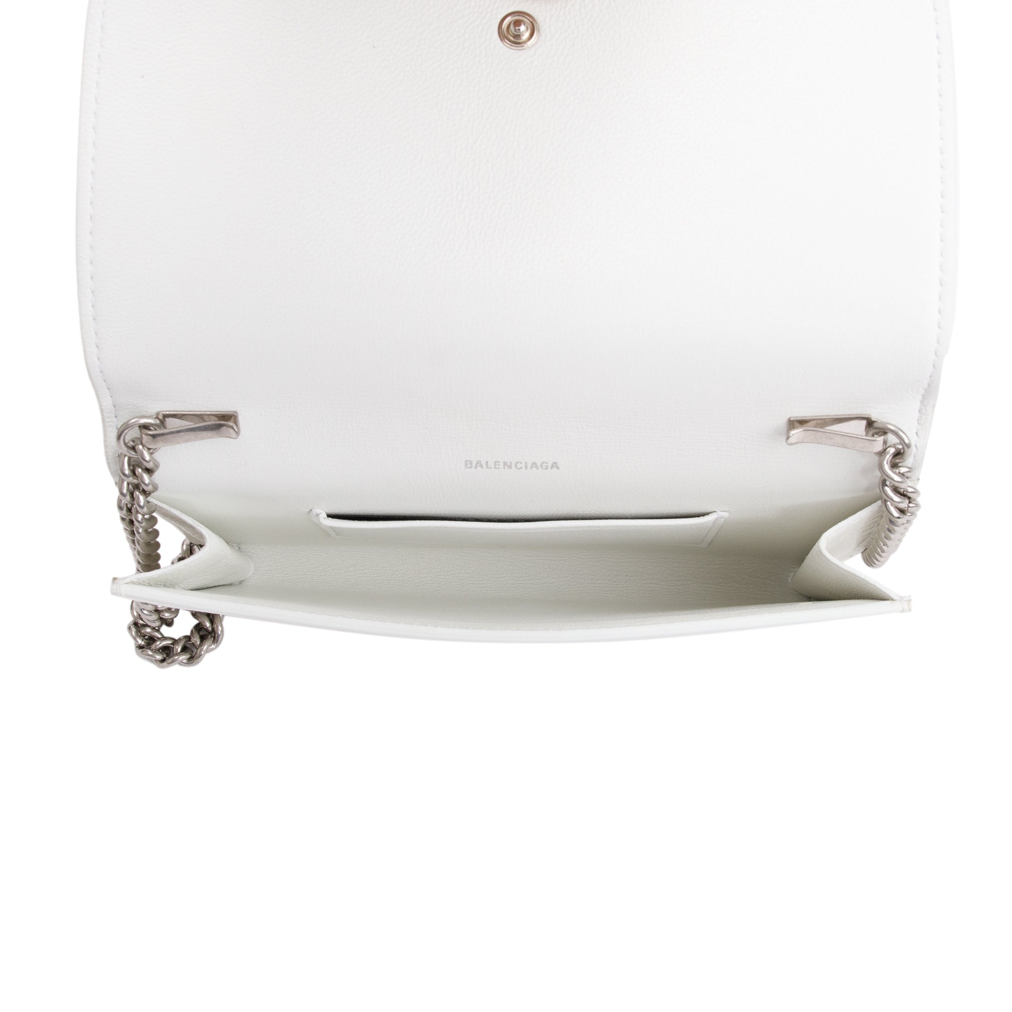 Balenciaga White Leather Everyday Continental Wallet on Chain