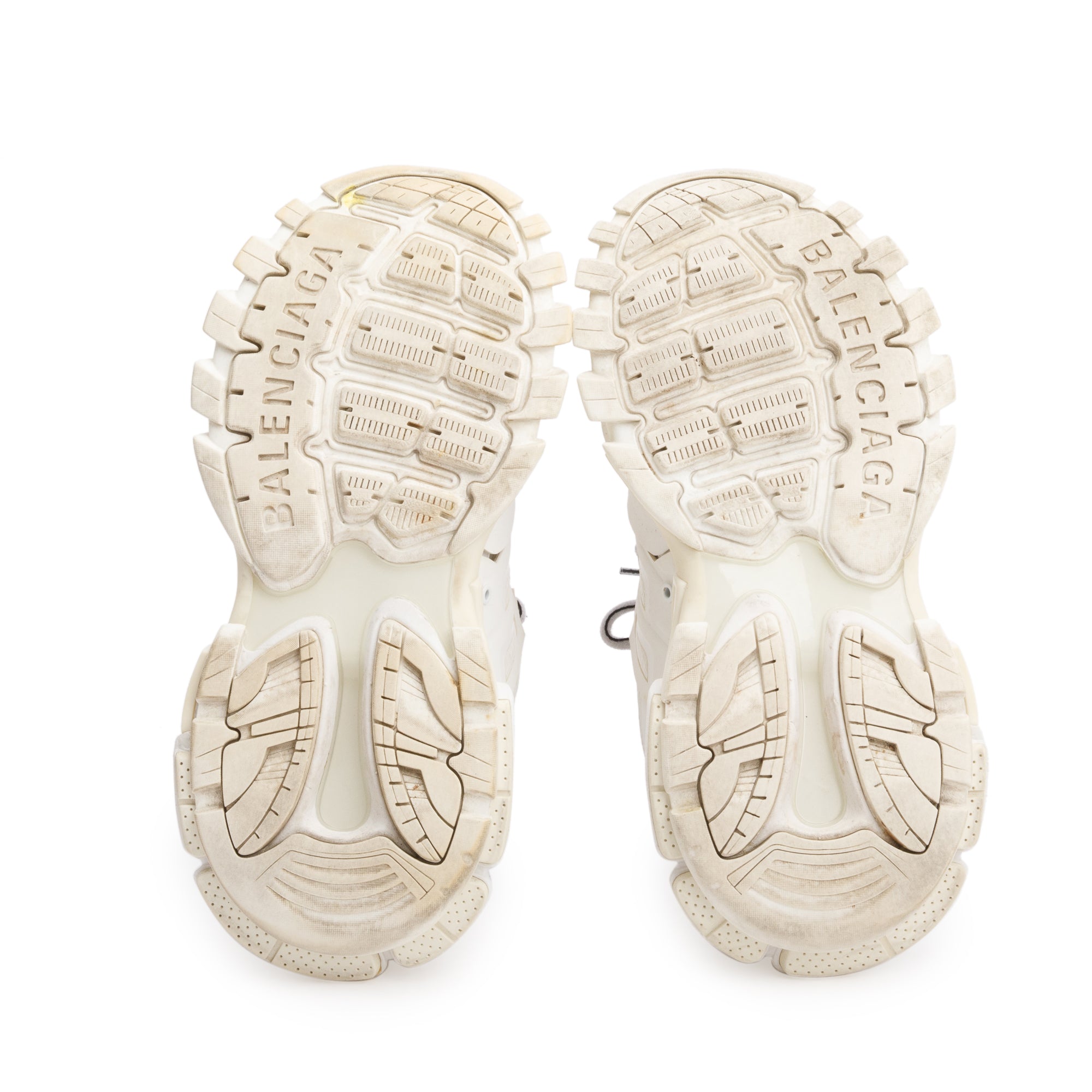 Balenciaga White Leather Fabric Mesh Track Sneakers, Size 38