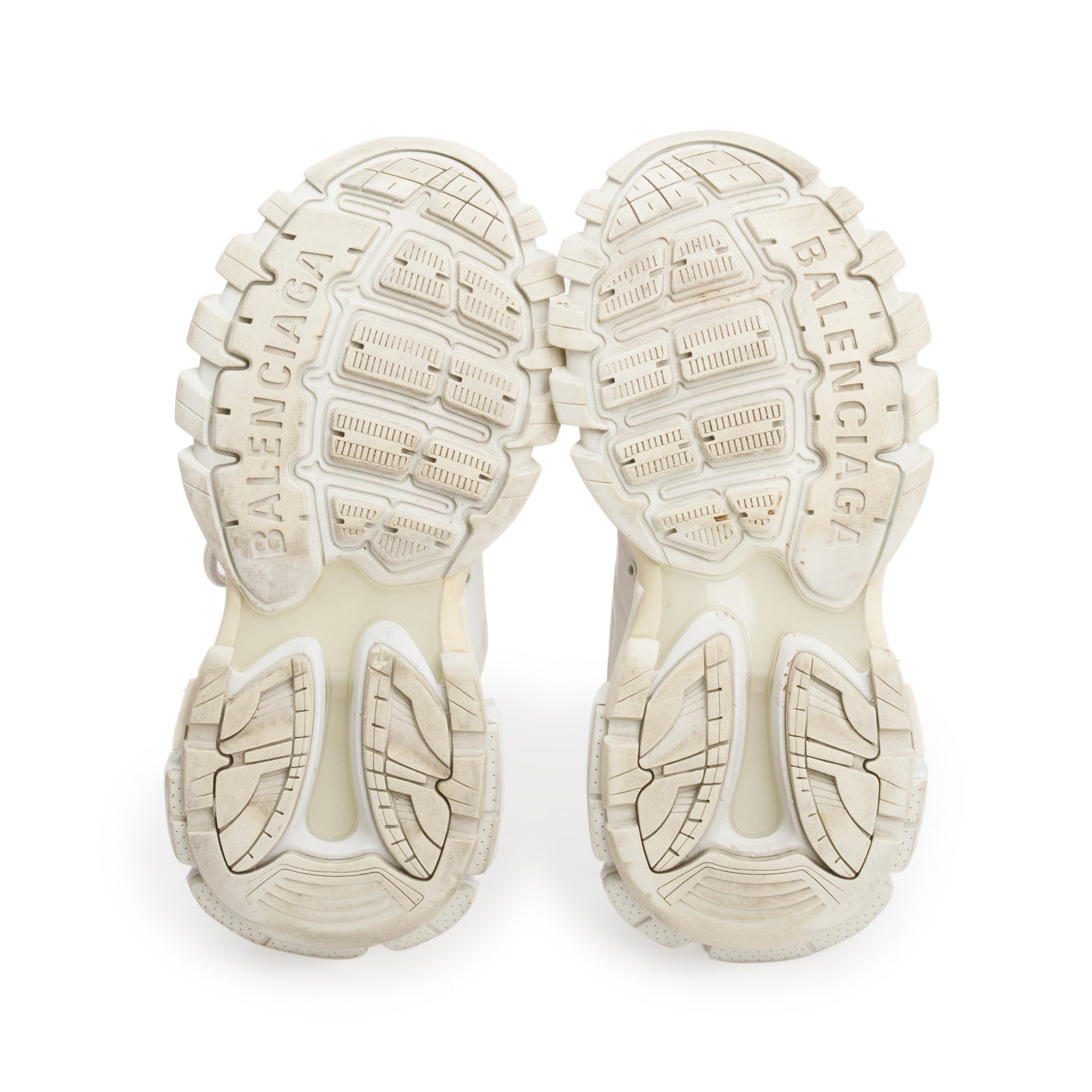 Balenciaga White Leather Fabric Mesh Track Sneakers, Size 38